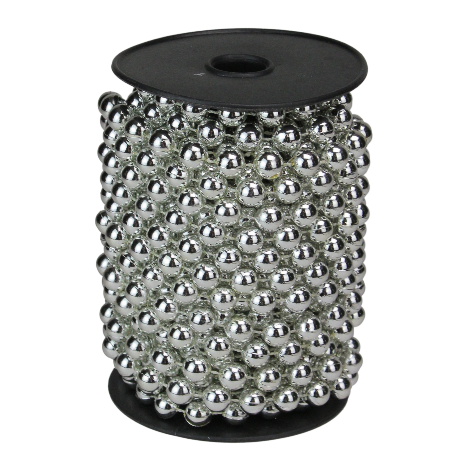 Guirlande de Noël ronde de perles argentées brillantes de 33 pi – non illuminée