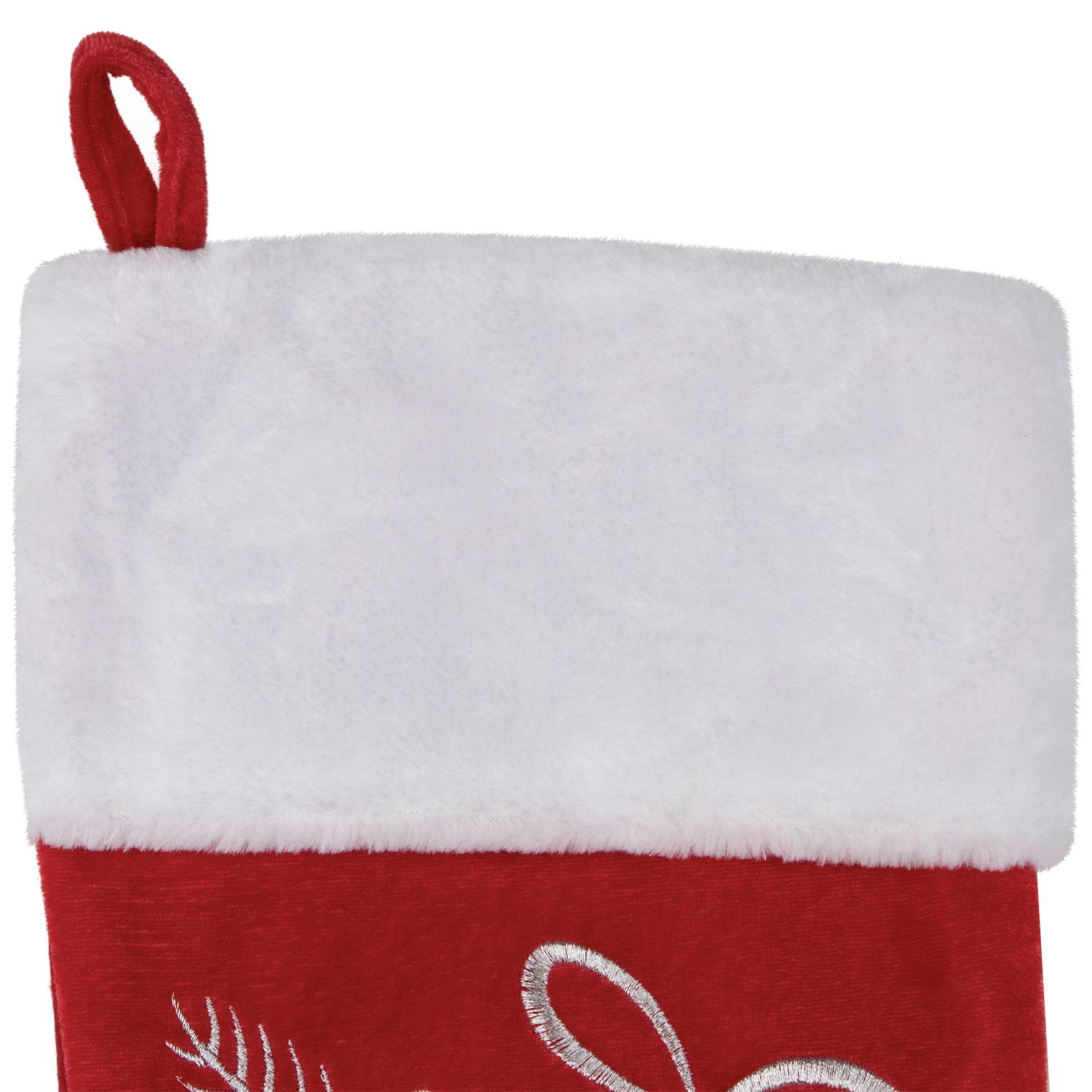 20.5-Inch Red and White Winter Mittens Embroidered Christmas Stocking