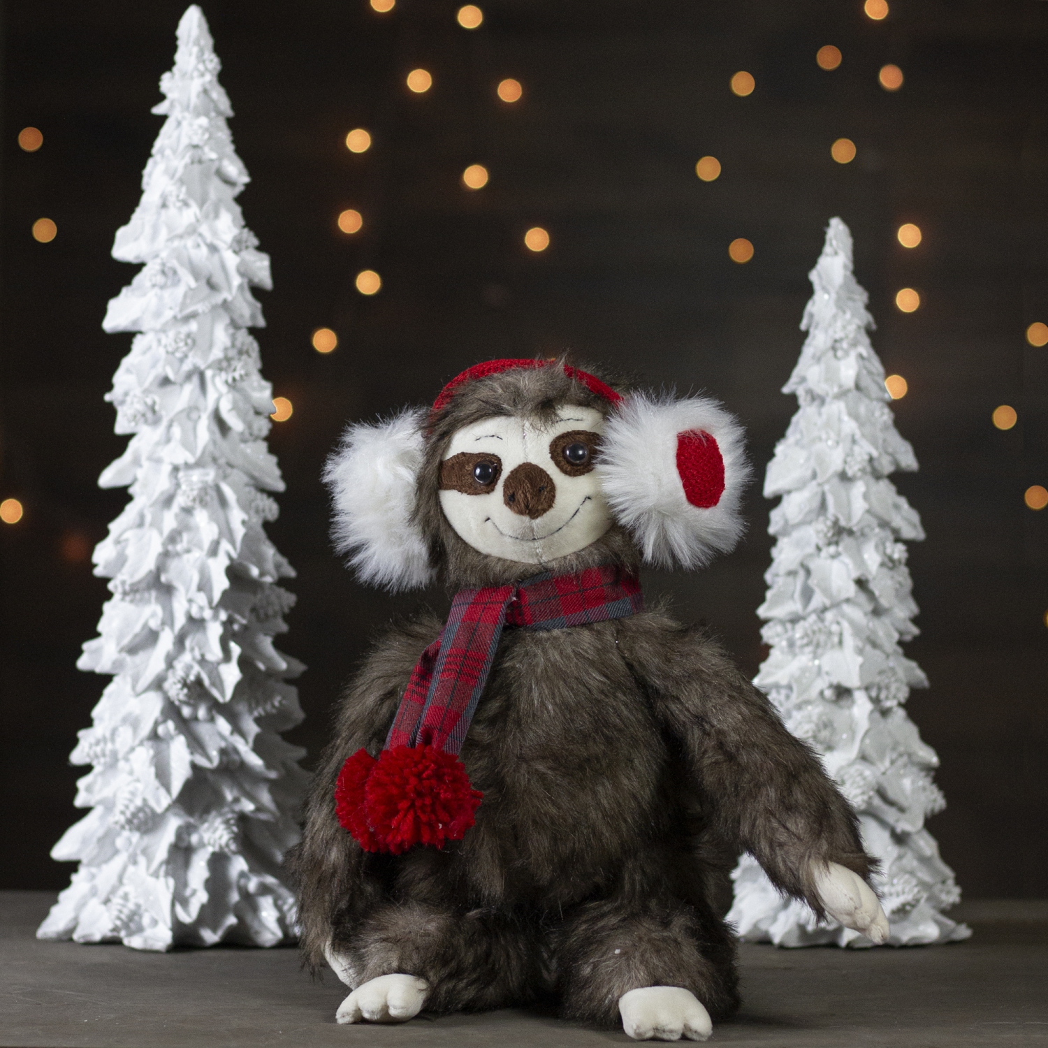 12-Inches Plush Brown Sitting Sloth Christmas Tabletop Decoration