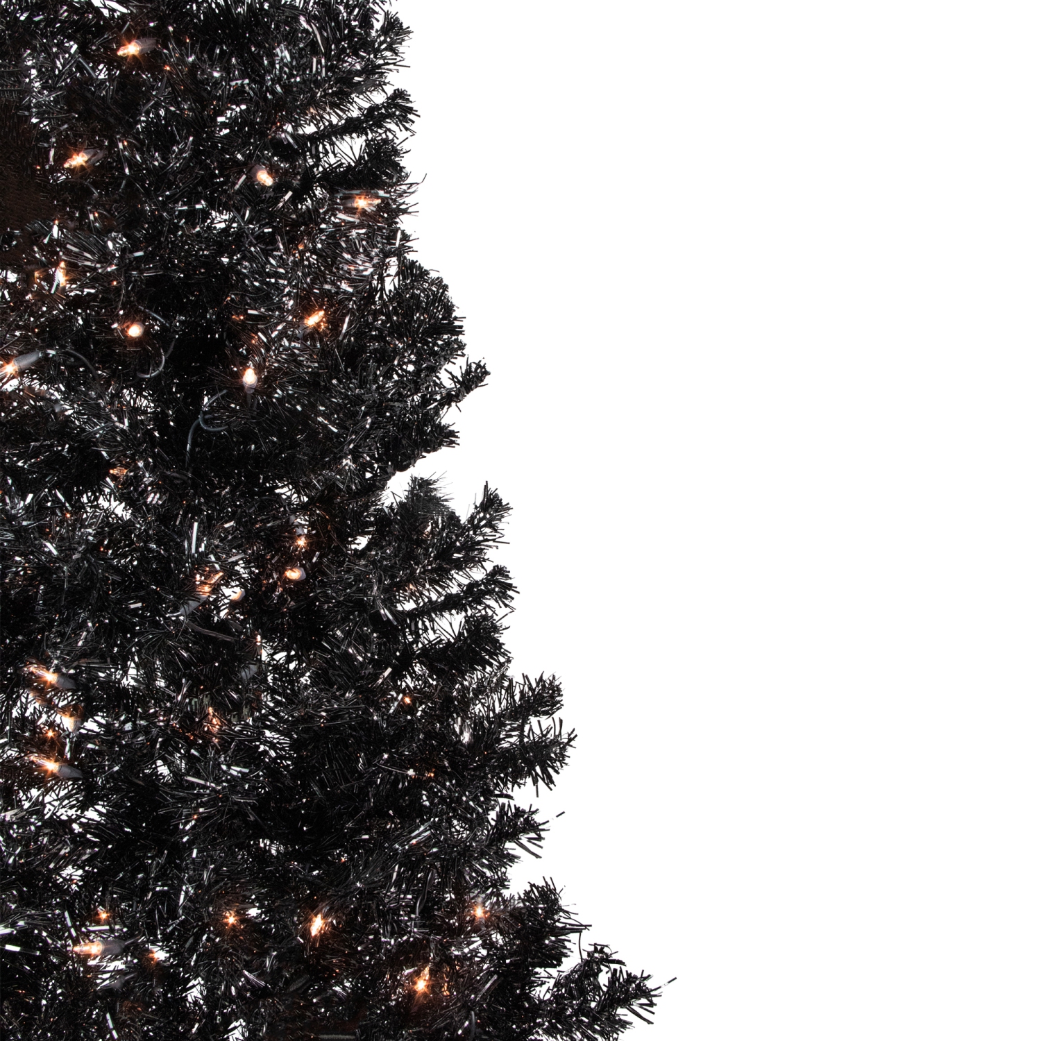 6' Pre-Lit Black Artificial Tinsel Christmas Tree, Clear Lights
