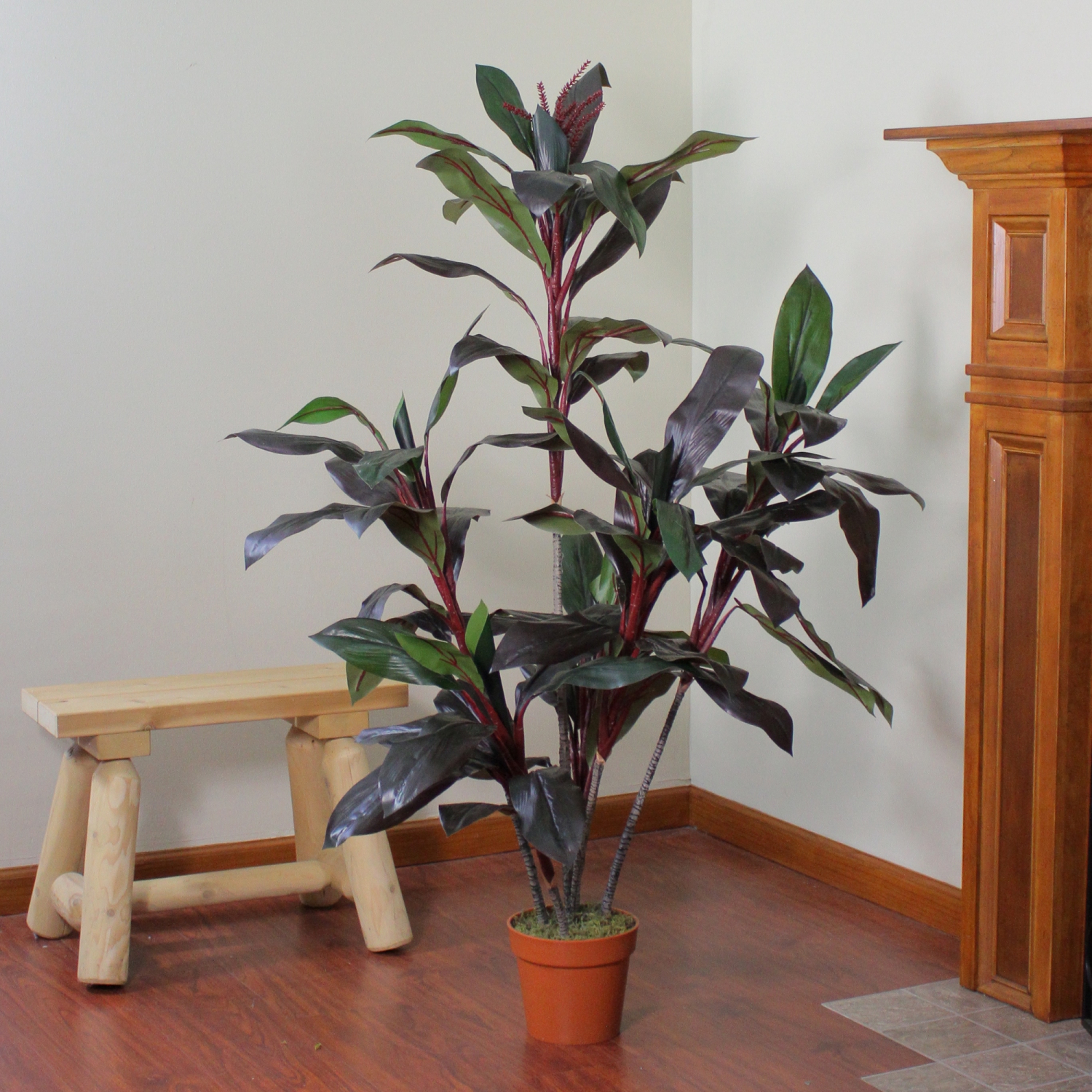 60" Potted Green and Red Artificial Dracaena Plant