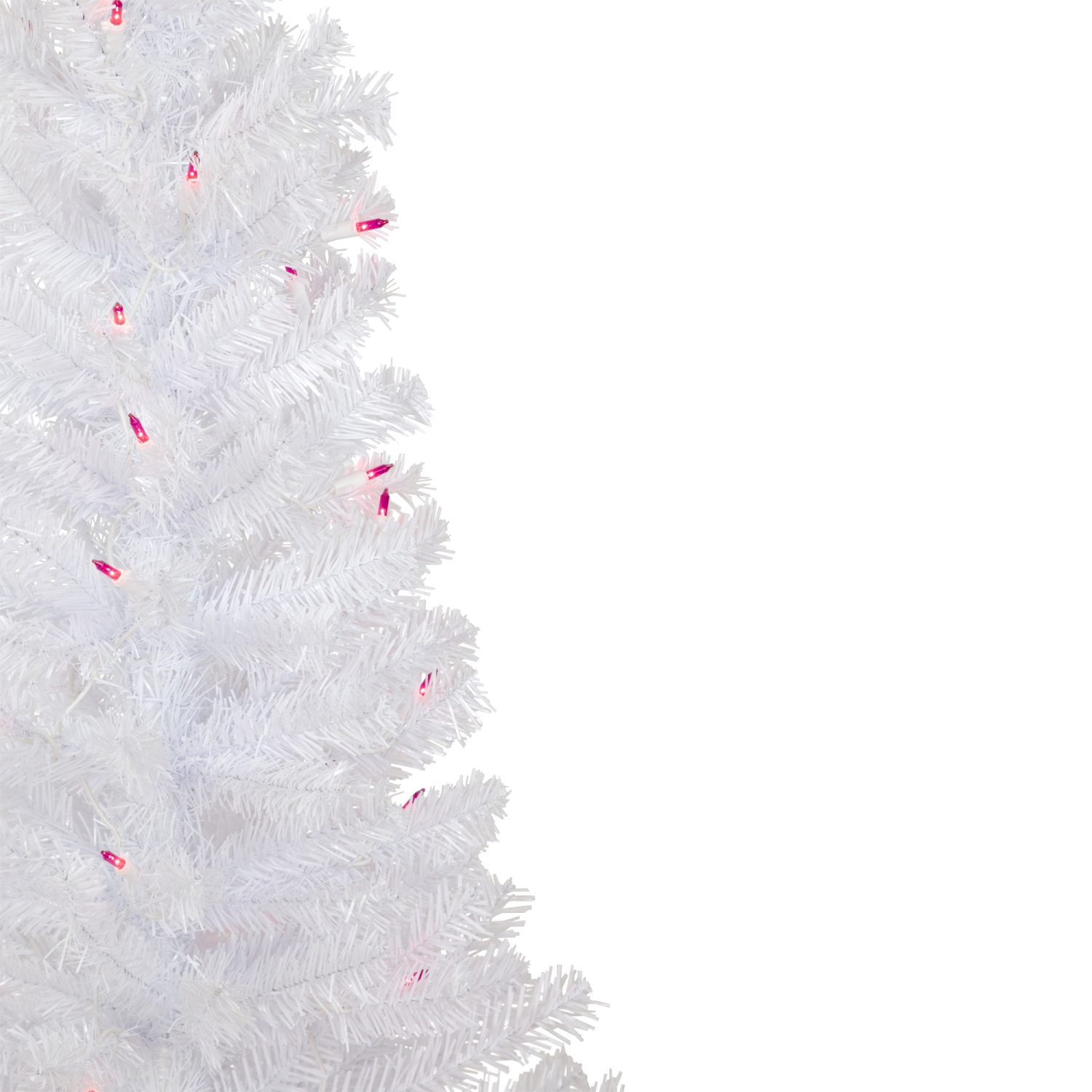 4' Pre-Lit Woodbury White Pine Slim Artificial Christmas Tree, Pink Lights
