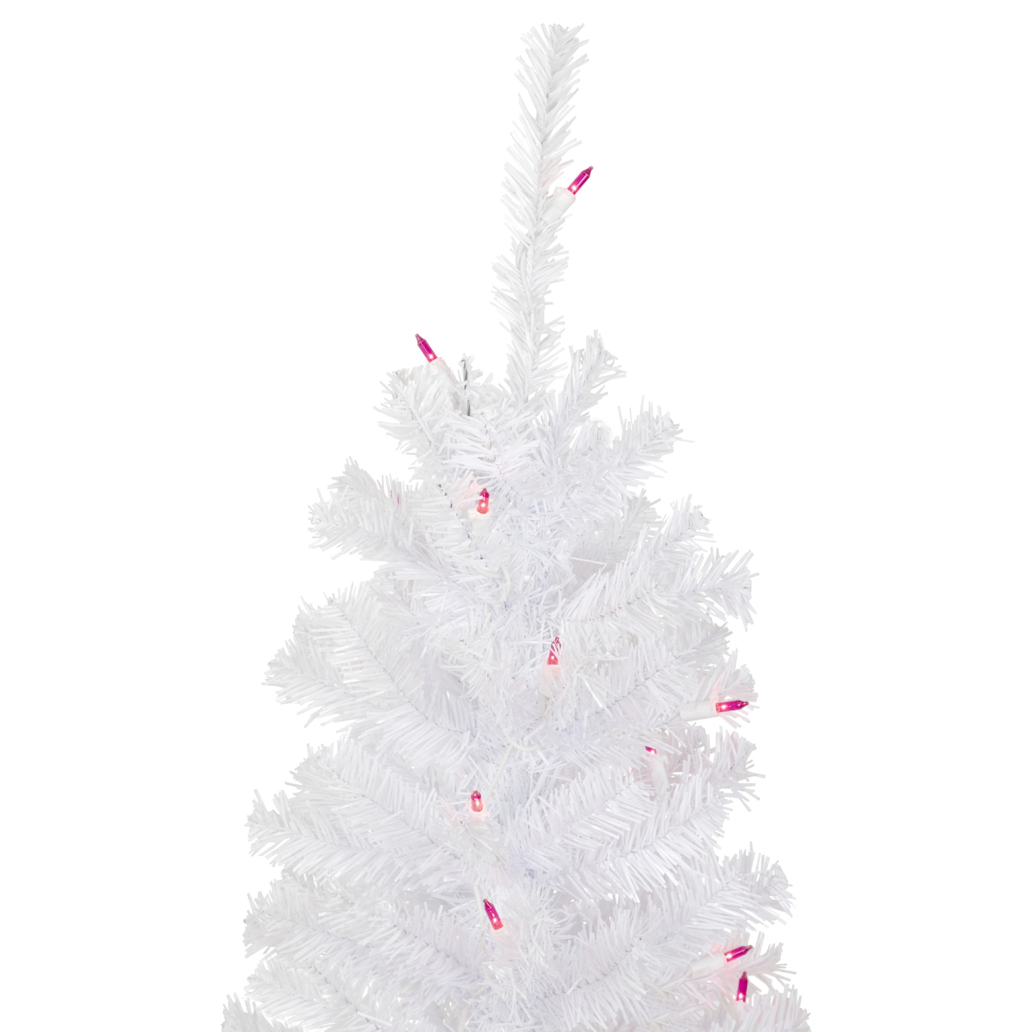 4' Pre-Lit Woodbury White Pine Slim Artificial Christmas Tree, Pink Lights