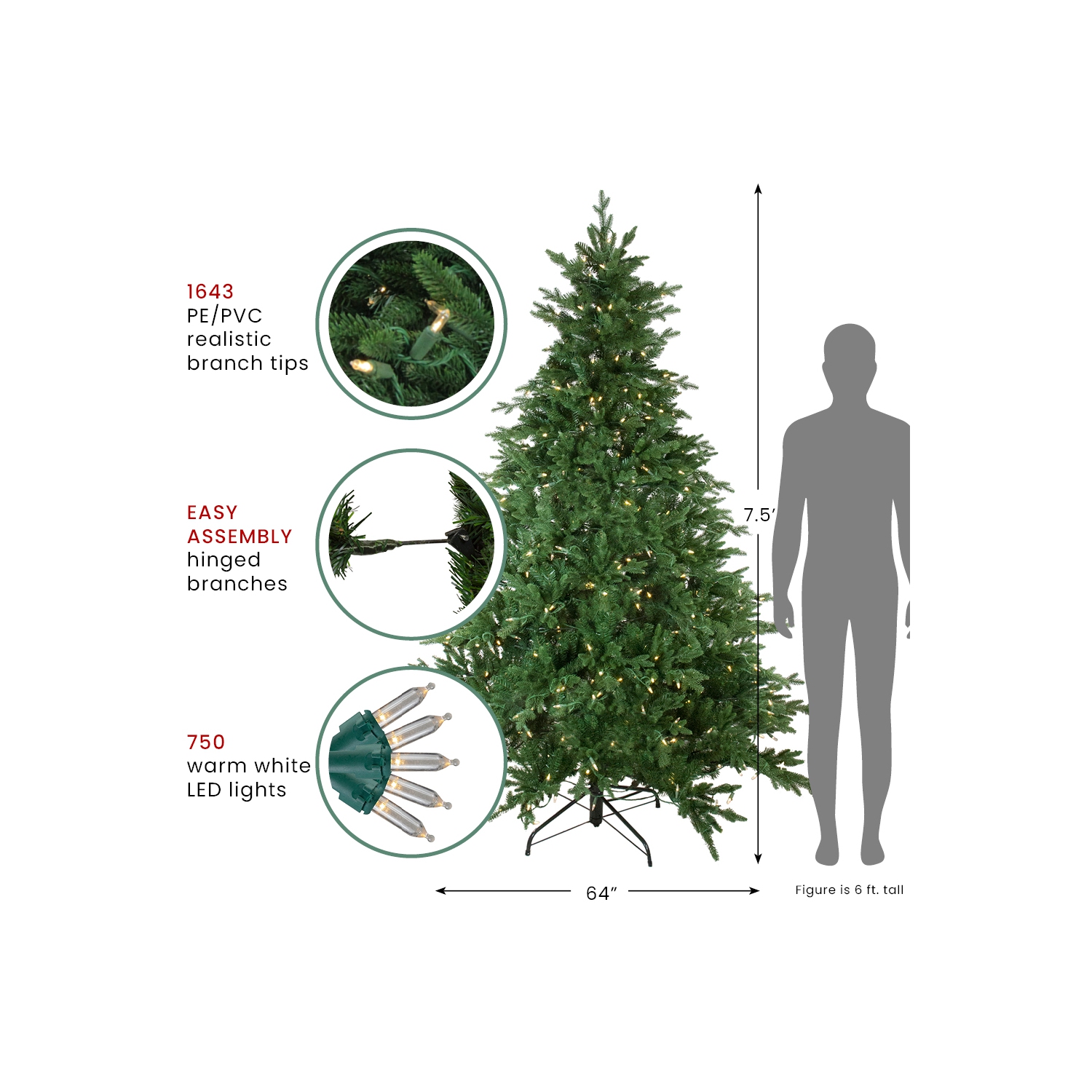 7.5' Pre-Lit Medium Minnesota Balsam Fir Artificial Christmas Tree - Warm Clear LED Lights