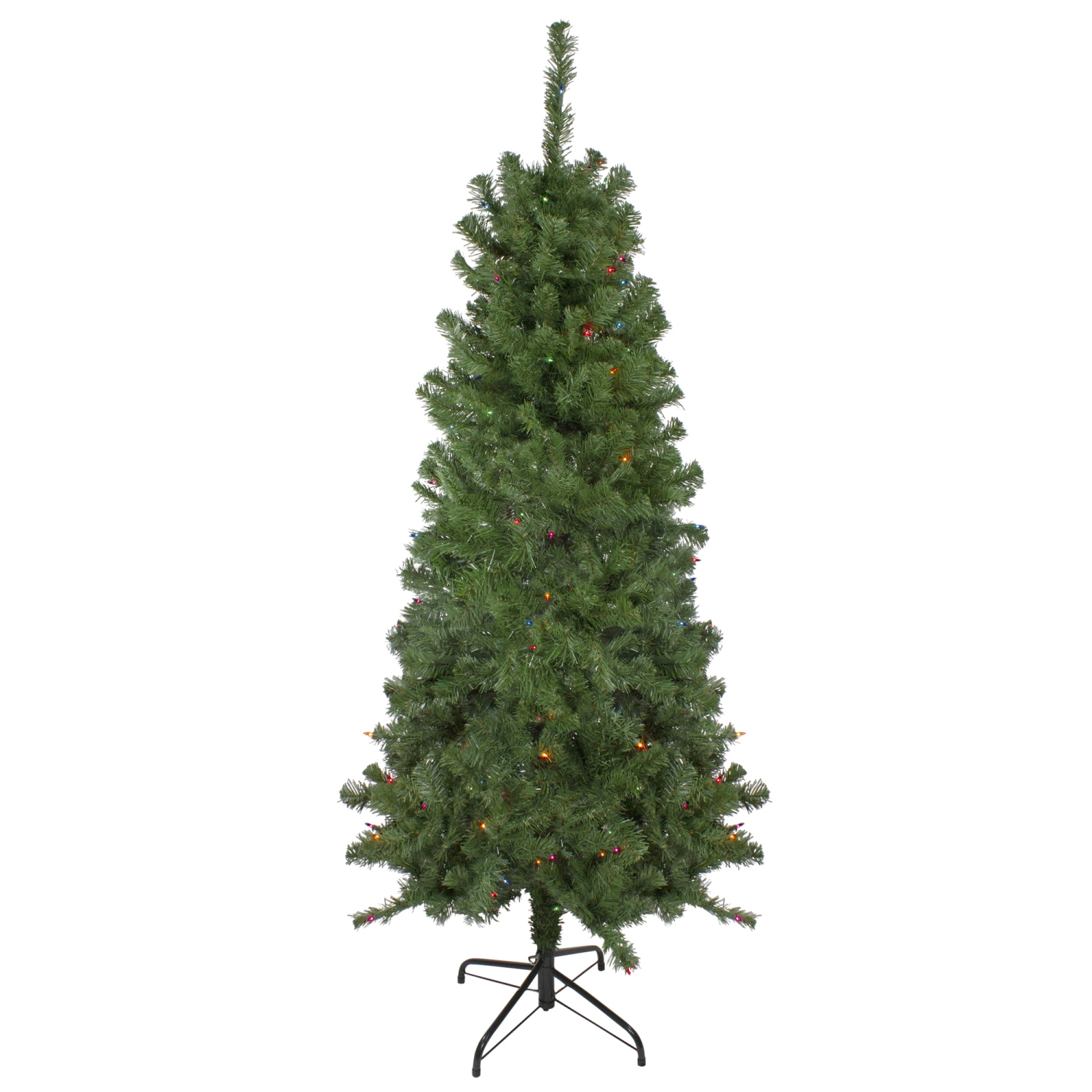 6' Pre-Lit Alberta Pine Slim Artificial Christmas Tree - Multi Lights