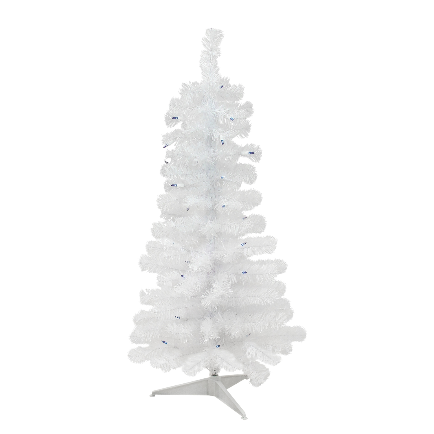 3' Pre-Lit Woodbury White Pine Slim Artificial Christmas Tree, Blue Lights