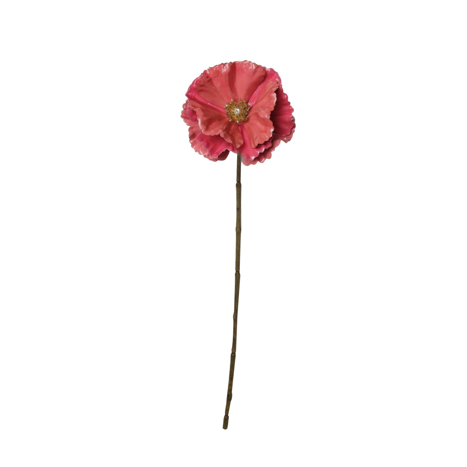 18" Pink and Brown Poppy Flower Artificial Christmas Stem
