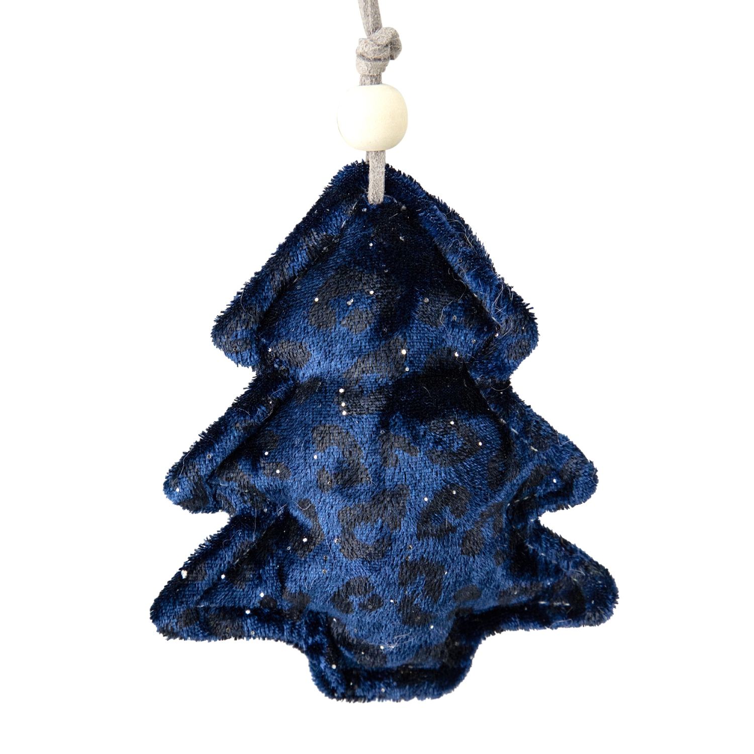 4" Blue and Black Cheetah Print Velvet Tree Christmas Ornament
