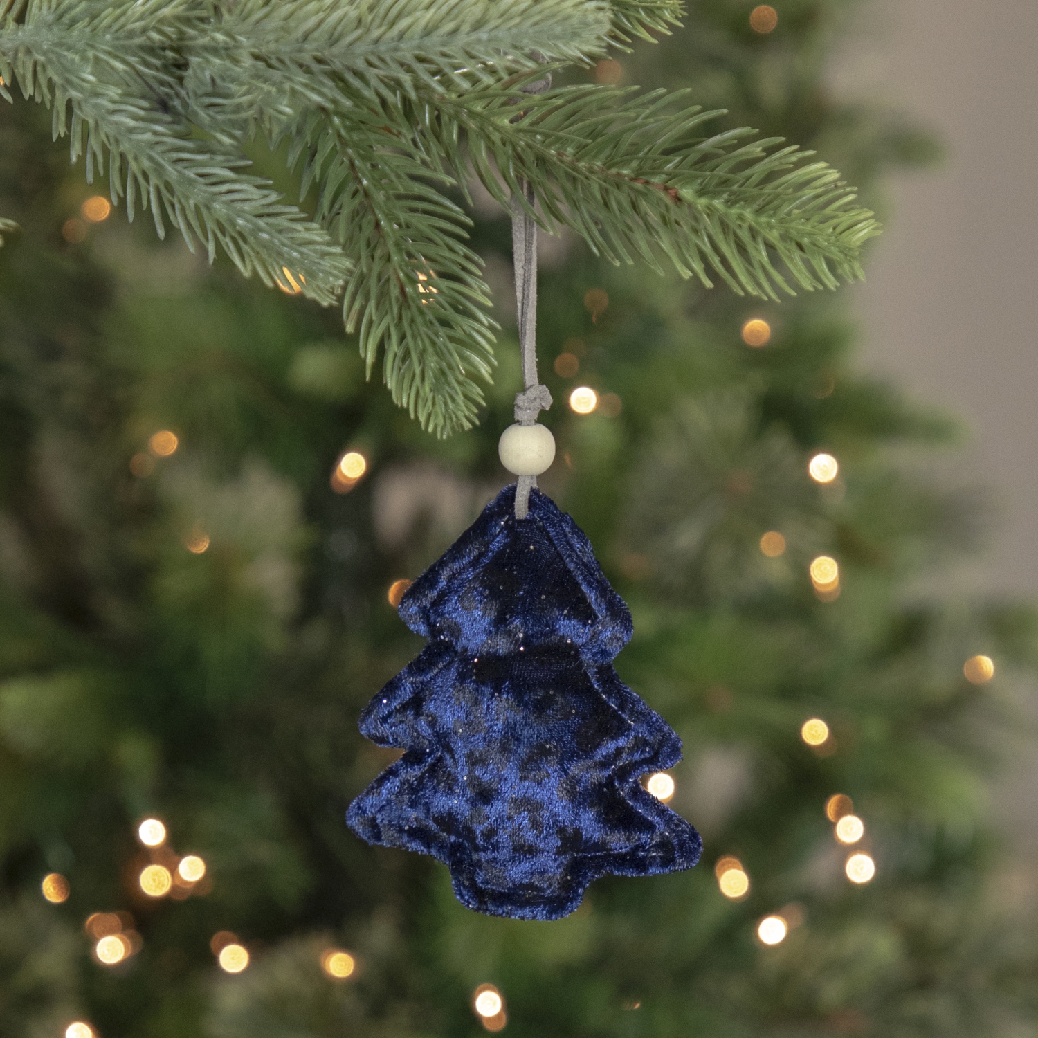 4" Blue and Black Cheetah Print Velvet Tree Christmas Ornament