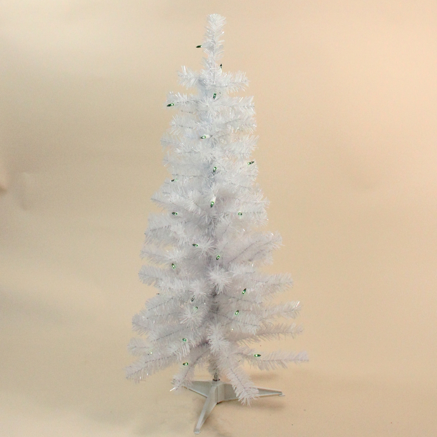 3' Pre-Lit Woodbury White Pine Slim Artificial Christmas Tree, Green Lights