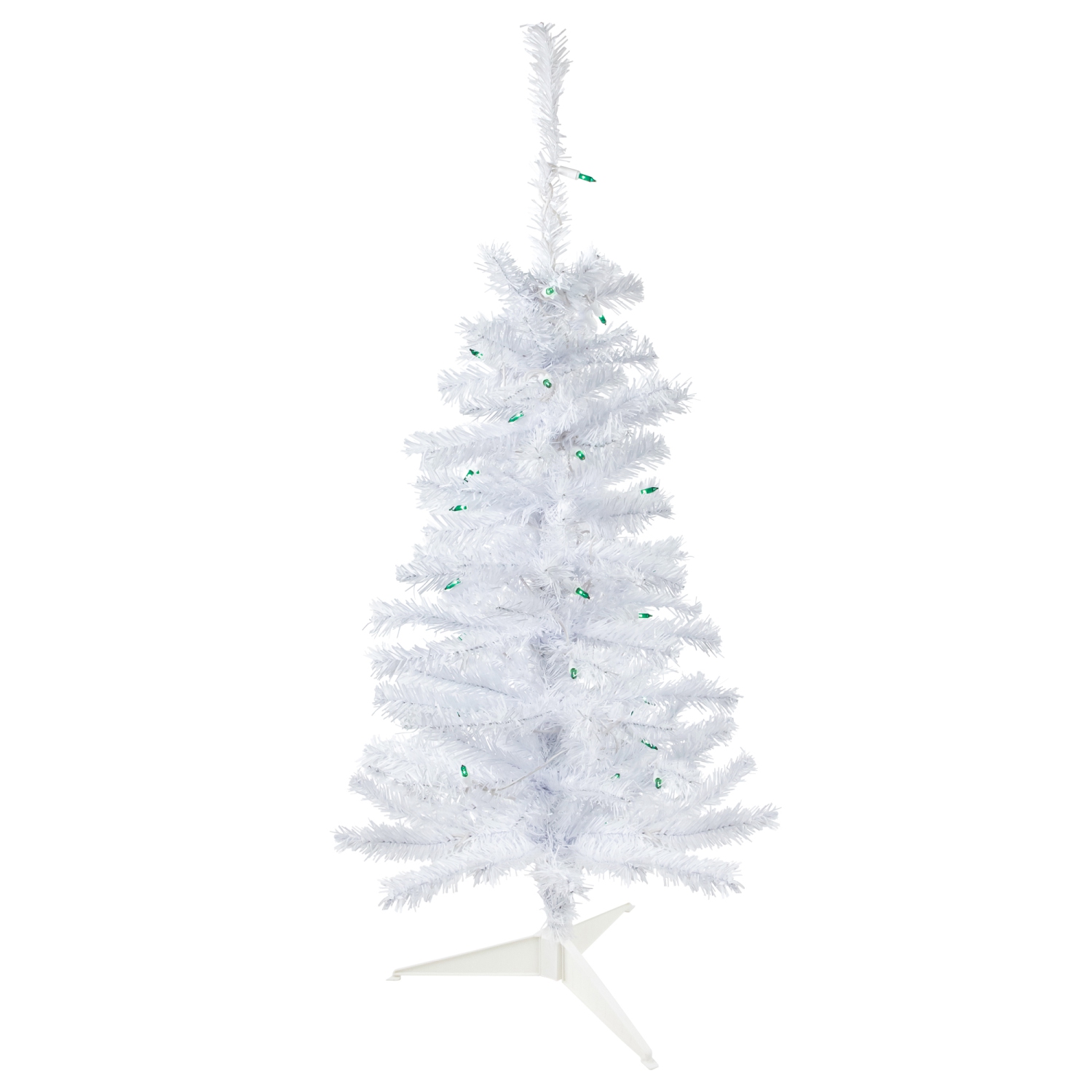 3' Pre-Lit Woodbury White Pine Slim Artificial Christmas Tree, Green Lights