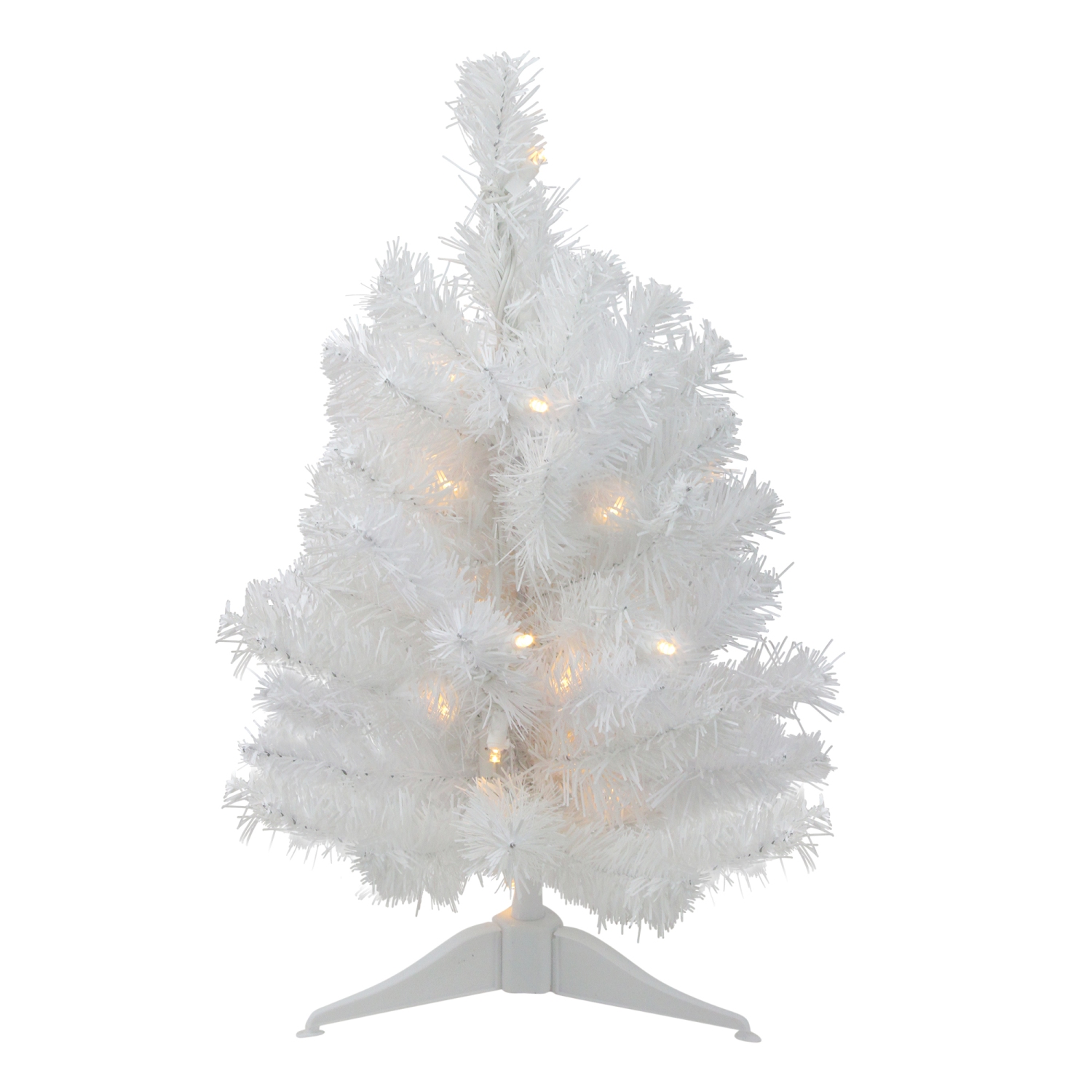 1.5' Pre-Lit Snow White Pine Artificial Christmas Tree - Clear LED Lights