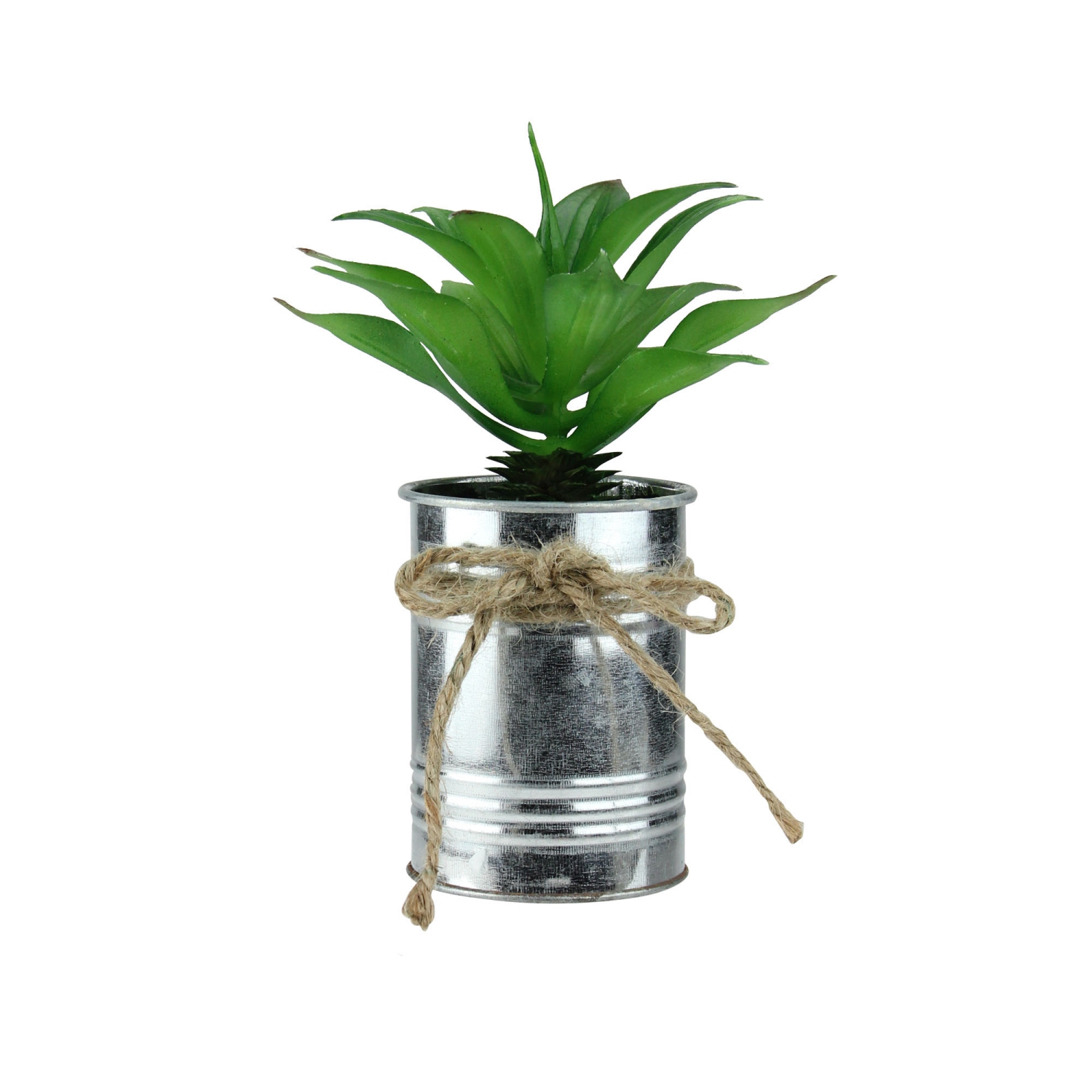 7" Green Tropical Artificial Foliage in Tin Planter