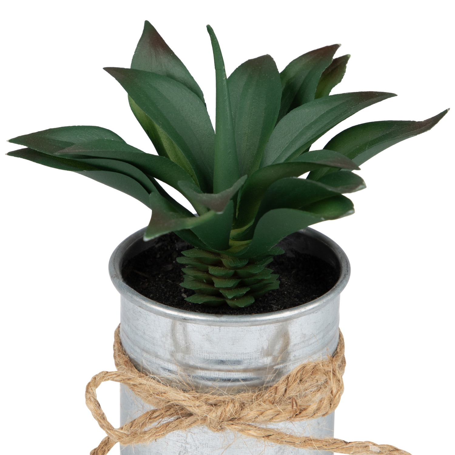 7" Green Tropical Artificial Foliage in Tin Planter
