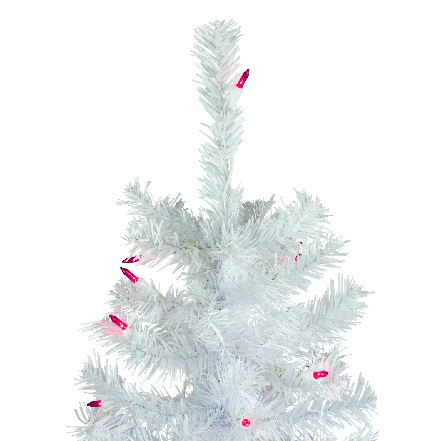 6.5' Pre-Lit Woodbury White Pine Pencil Artificial Christmas Tree, Pink Lights