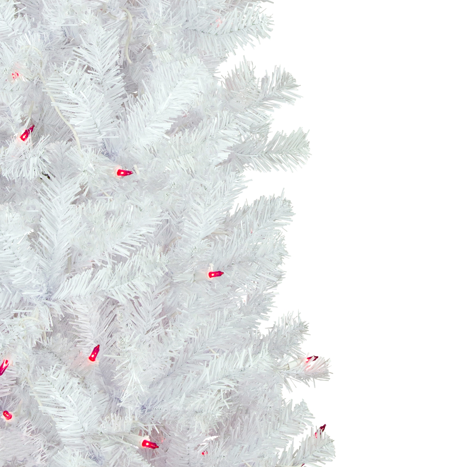 6.5' Pre-Lit Woodbury White Pine Pencil Artificial Christmas Tree, Pink Lights