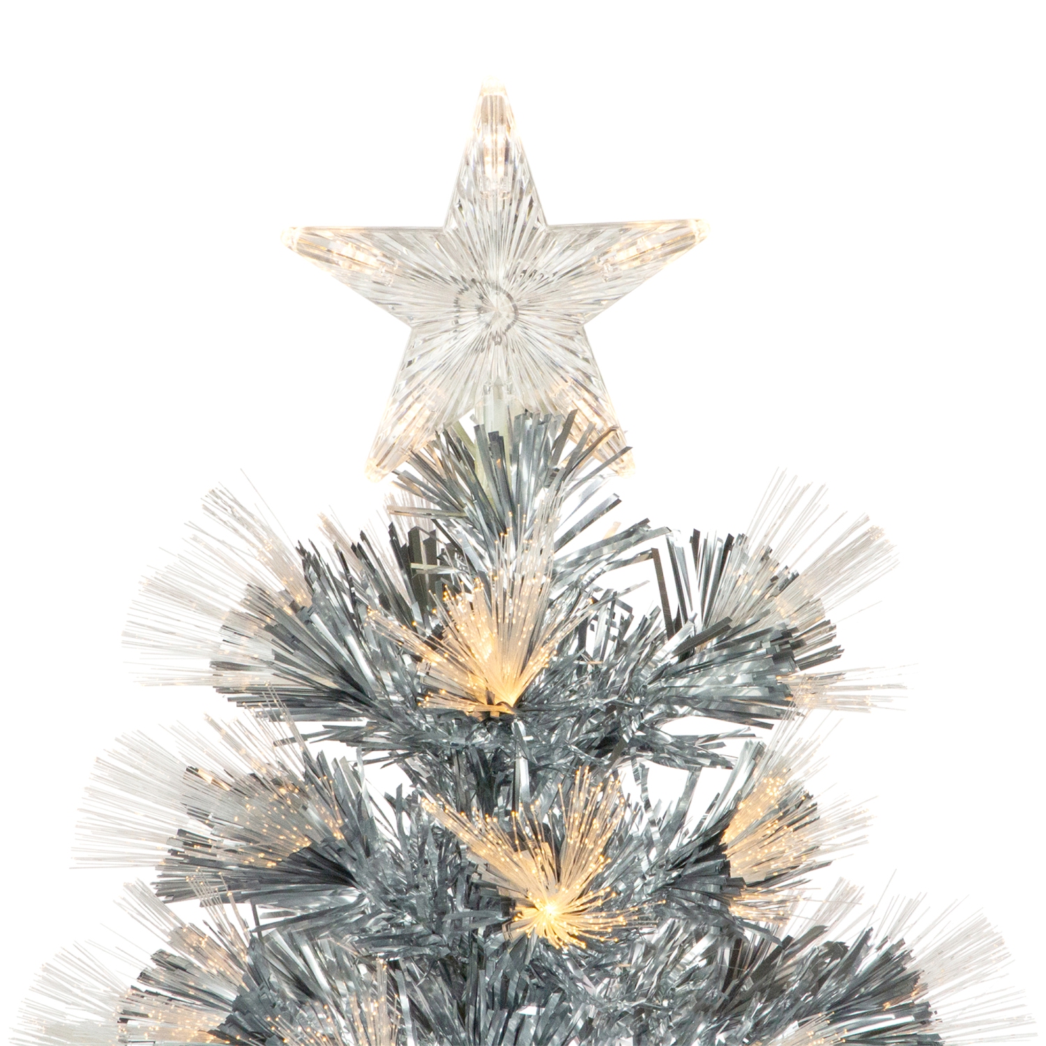3' Pre-Lit Silver Fiber Optic Artificial Christmas Tree, Warm White Lights