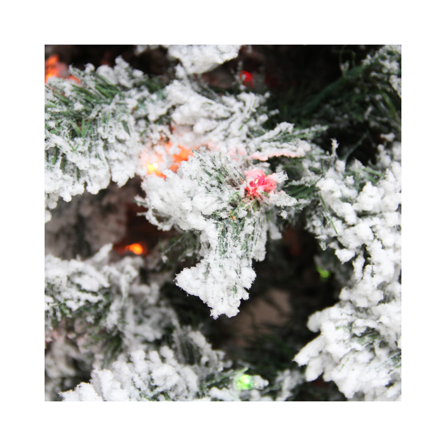 9' Pre-Lit Heavily Flocked Pine Medium Artificial Christmas Tree - Multicolor Lights