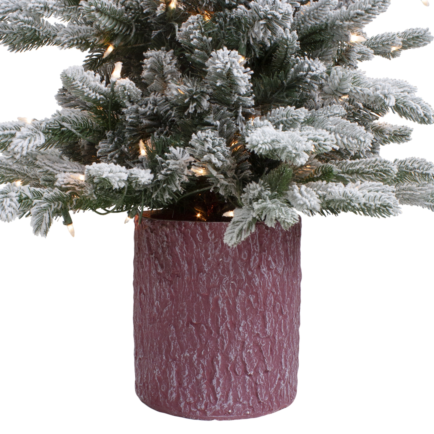 4' Pre-Lit Flocked Saratoga Spruce Artificial Christmas Tree in Pot - Clear Lights
