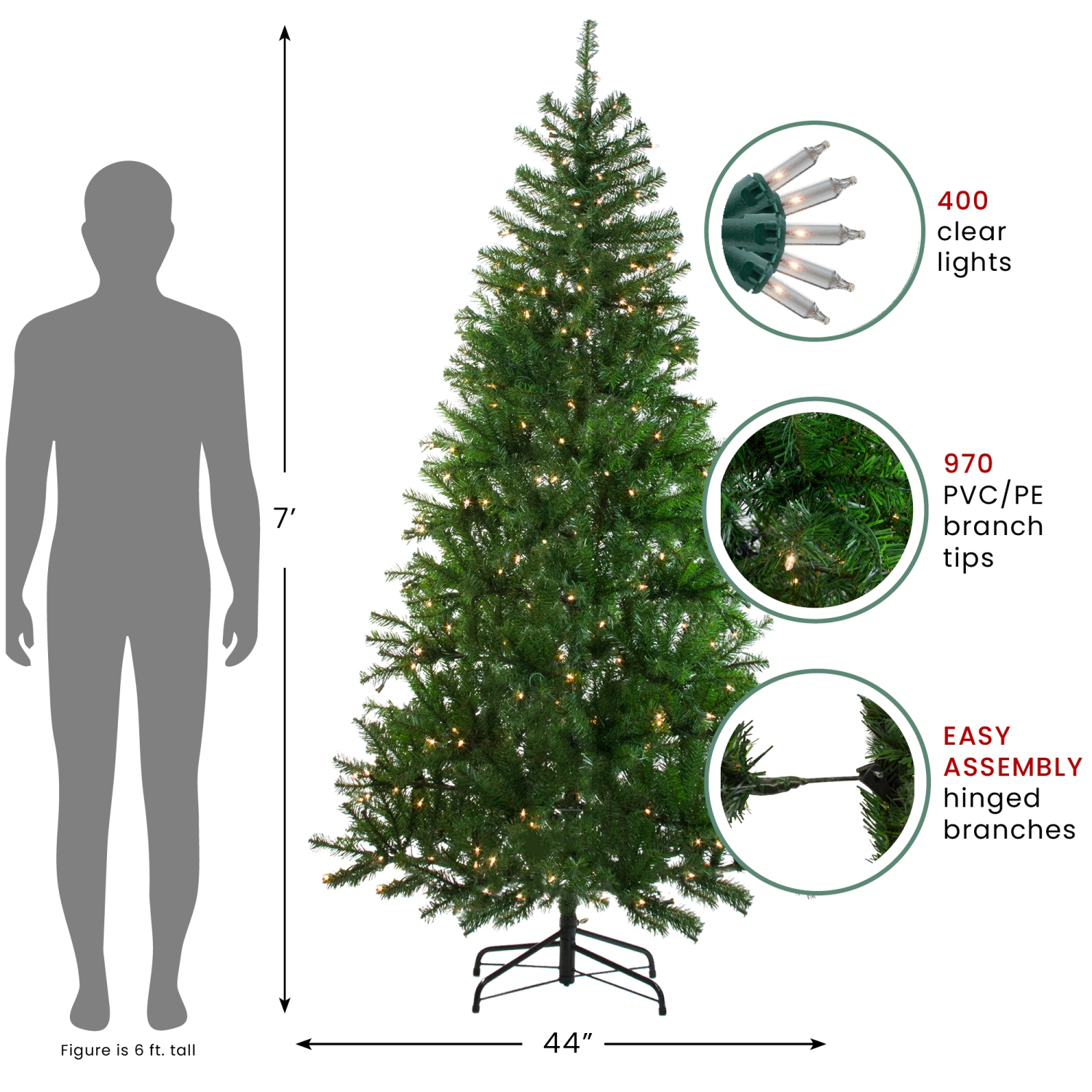 7' Pre-Lit Vail Spruce Medium Artificial Christmas Tree - Clear Lights