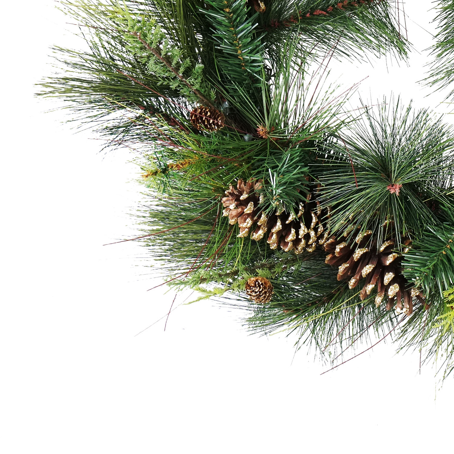 Artificial Mixed Pine with Pine Cones and Gold Glitter Christmas Wreath - 30 -Inch, Unlit