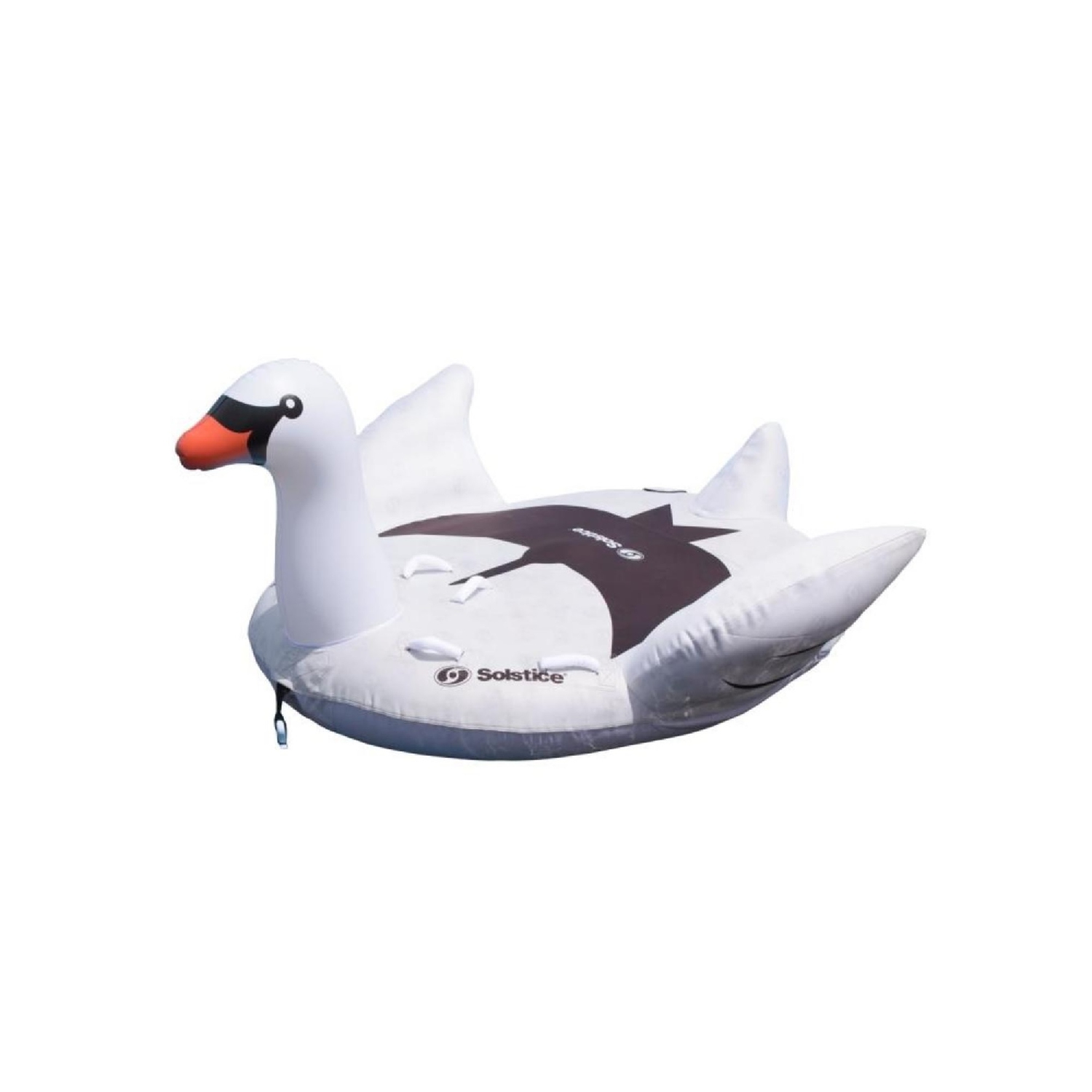 84-Inch Two Person Giant Towable White and Black Lay On Swan With Handles