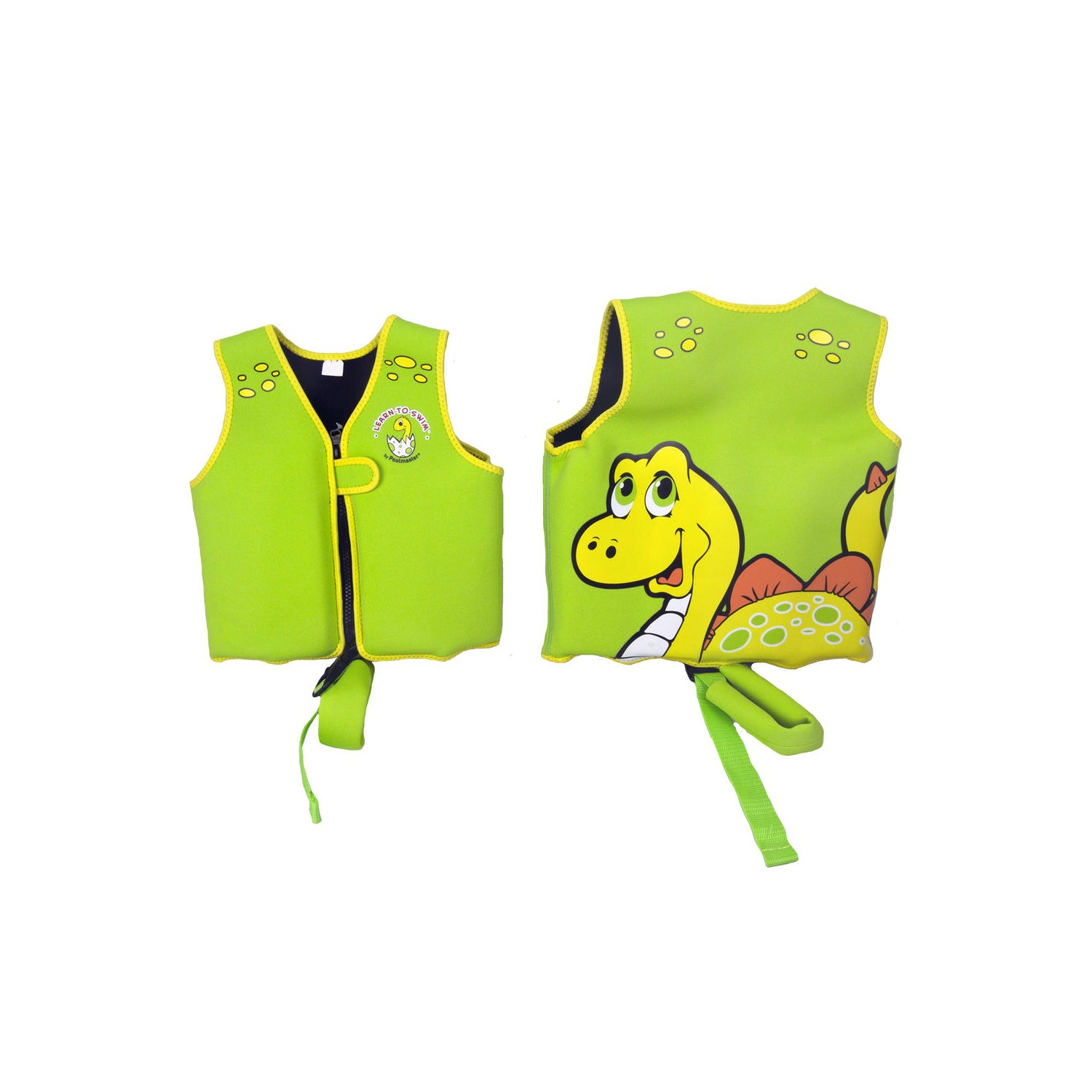 Gilet de natation unisexe de 14 po pour enfants, dinosaure souriant vert intermédiaire