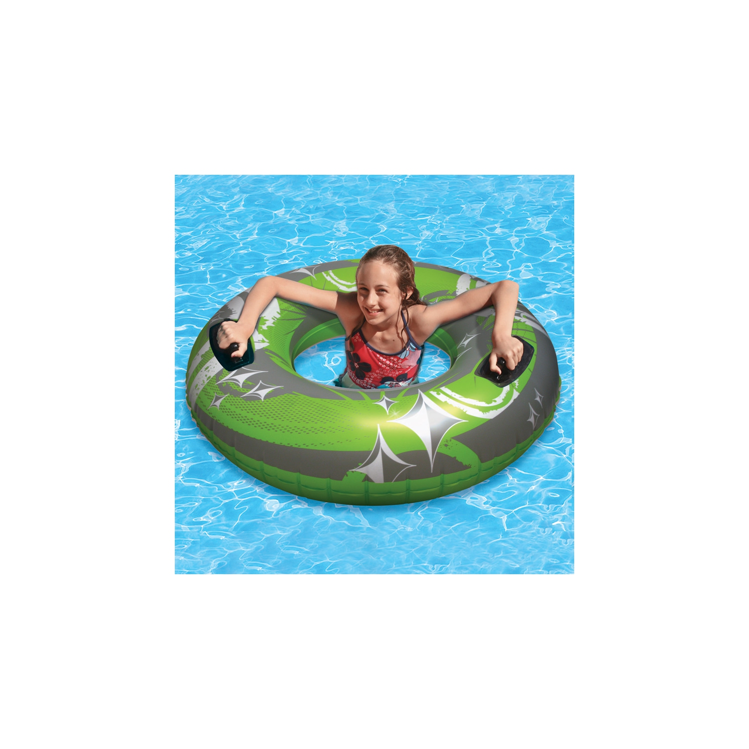50" Inflatable Green and Gray Giant Swimming Pool Inner Tube