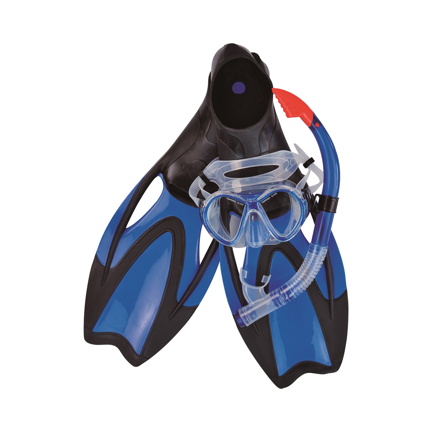 14+ Years - Blue Swim Fins, Snorkel and Goggle Pool Set - Medium