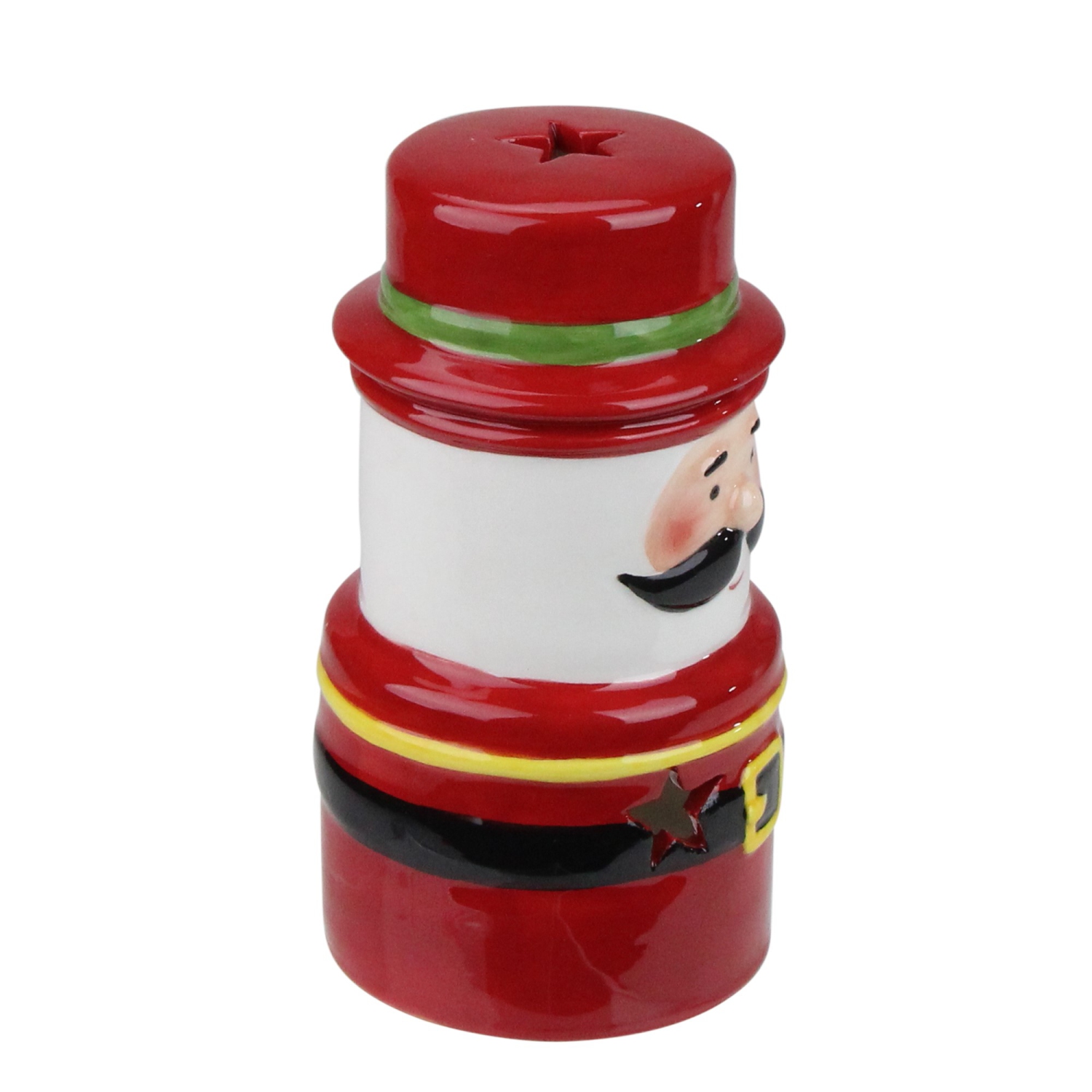 5.5" Red Ceramic Santa Gnome Christmas Tealight Candle Holder