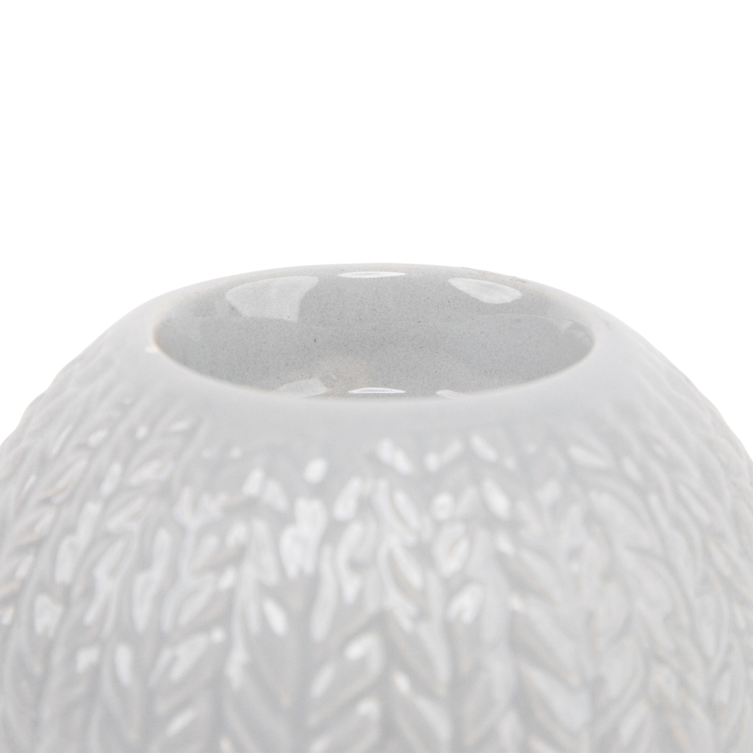 3.75" Gray Knit Design Ceramic Christmas Candle Holder