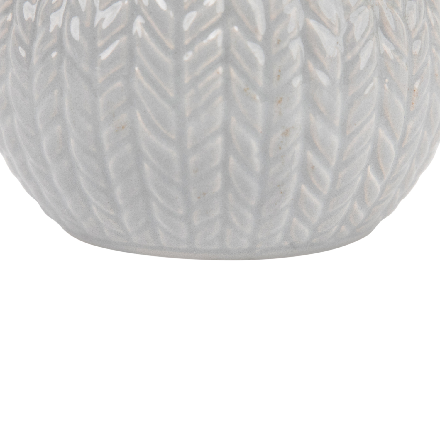 3.75" Gray Knit Design Ceramic Christmas Candle Holder