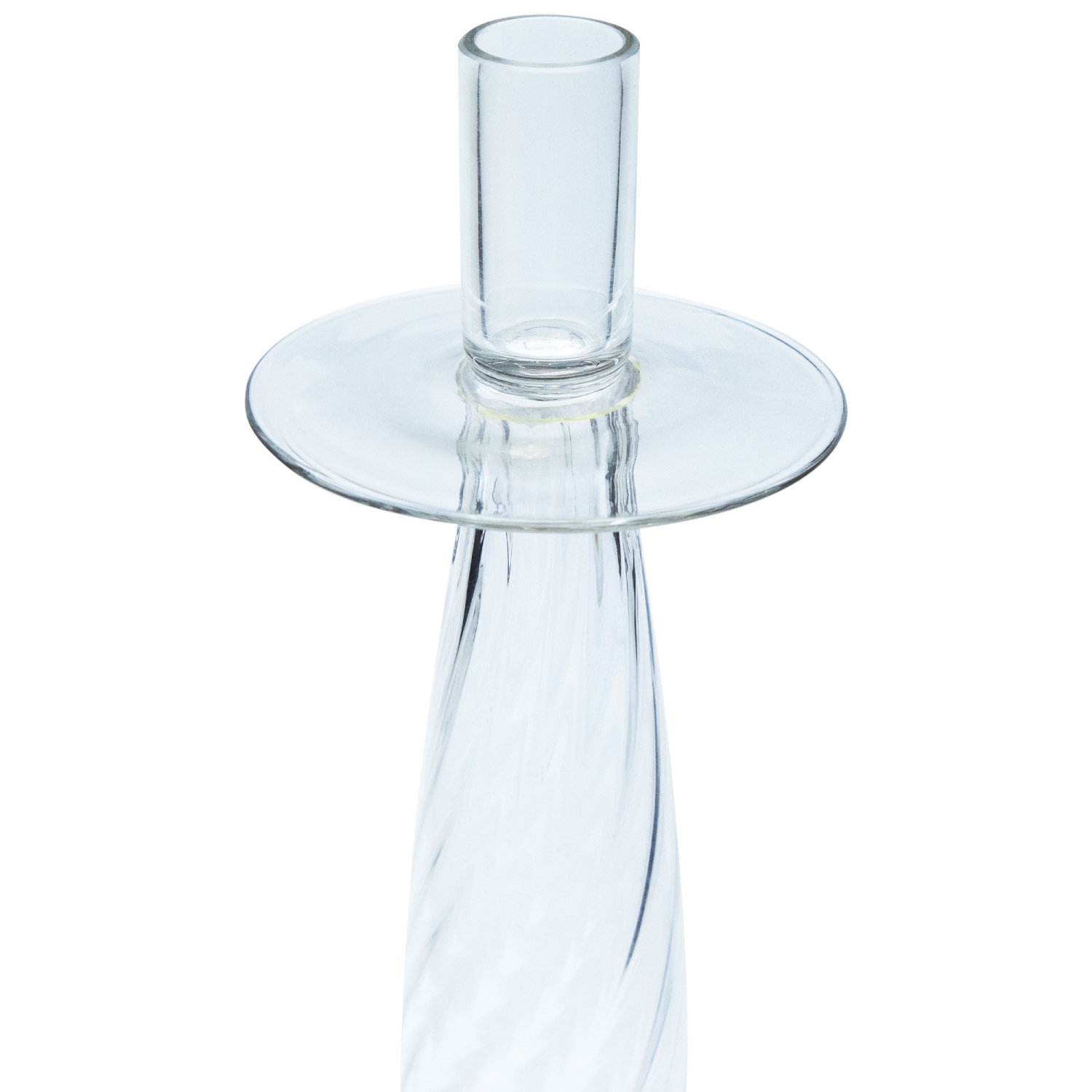 17.5" Transparent Swirled Glass Taper Candle Holder