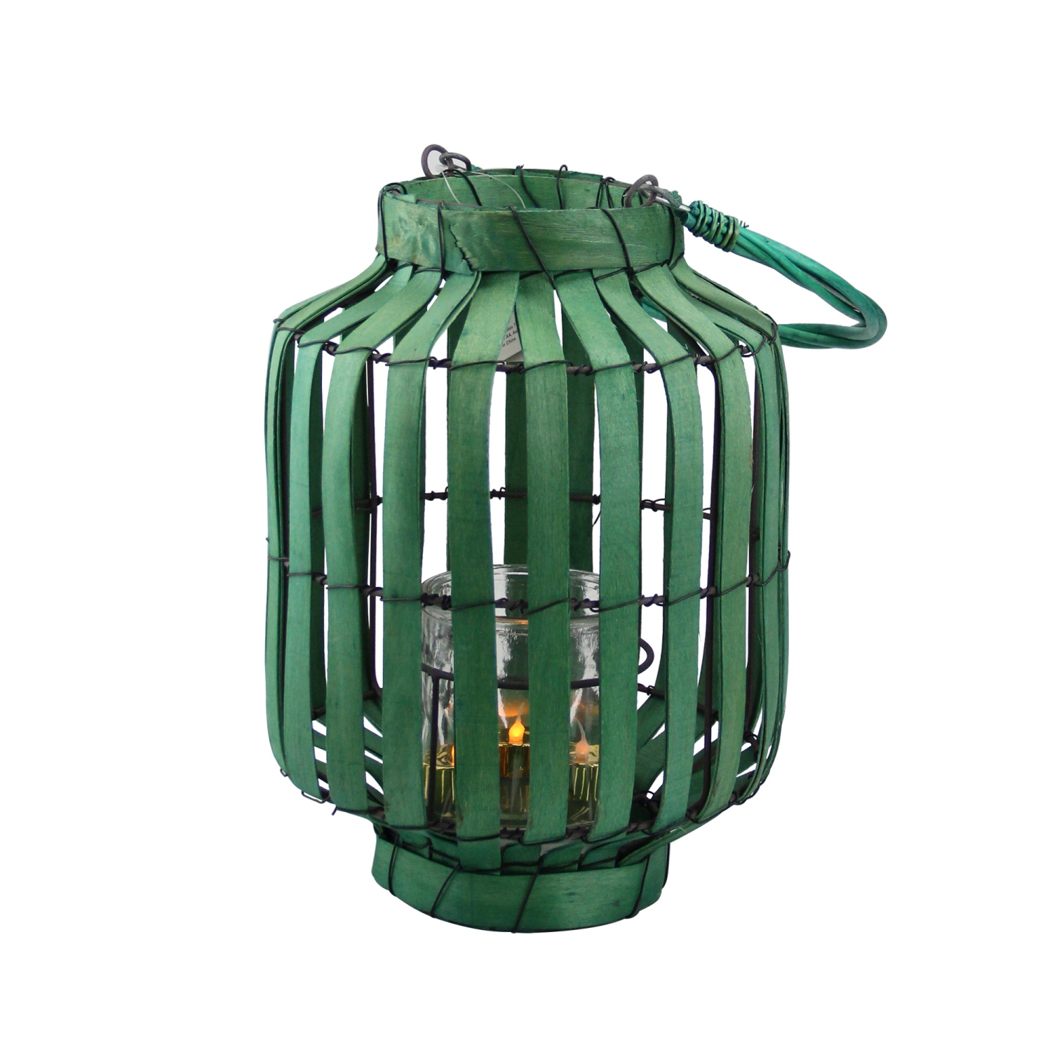 20" Tropicalia Green Cabana Tiki Bar Votive Candle Holder Lantern
