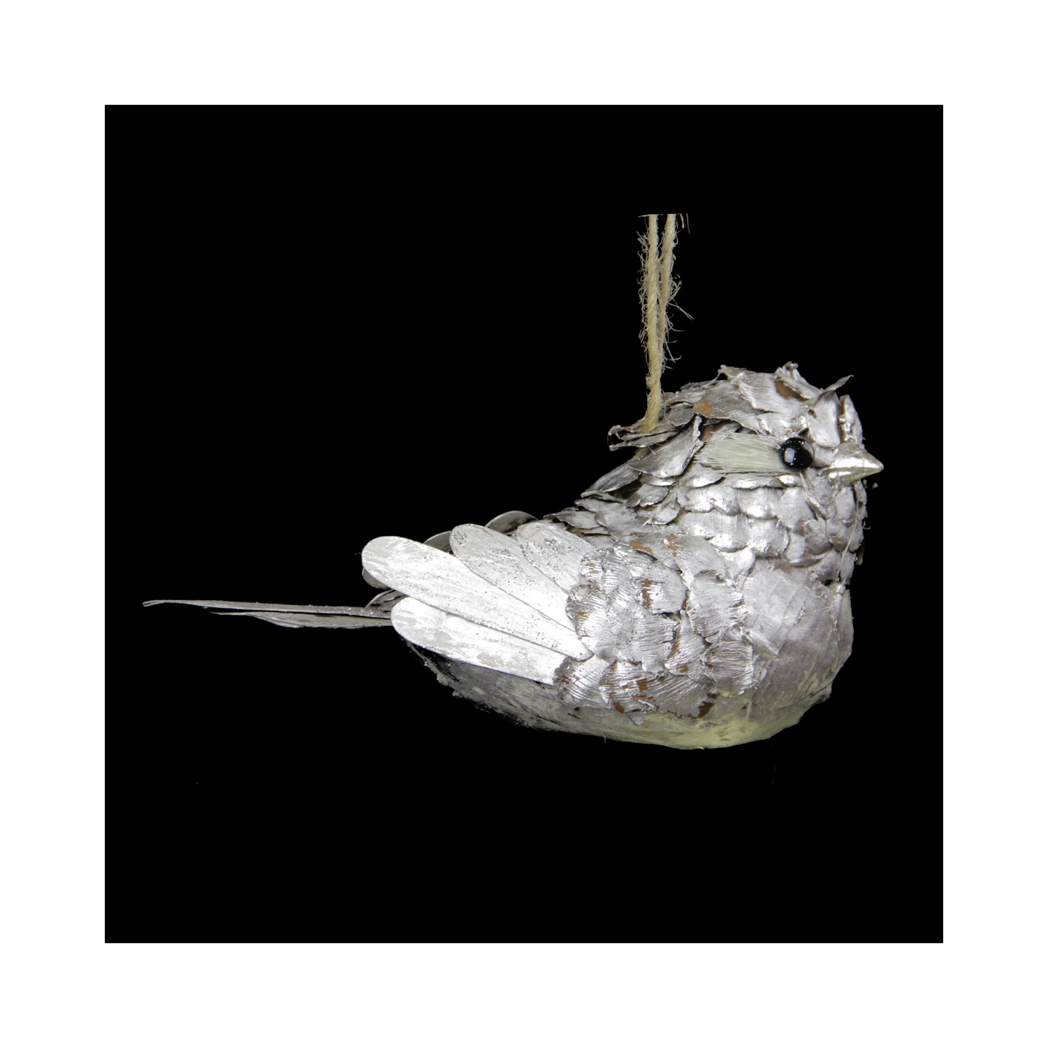 8" Silver Glittered Pine Cone Bird Christmas Ornament