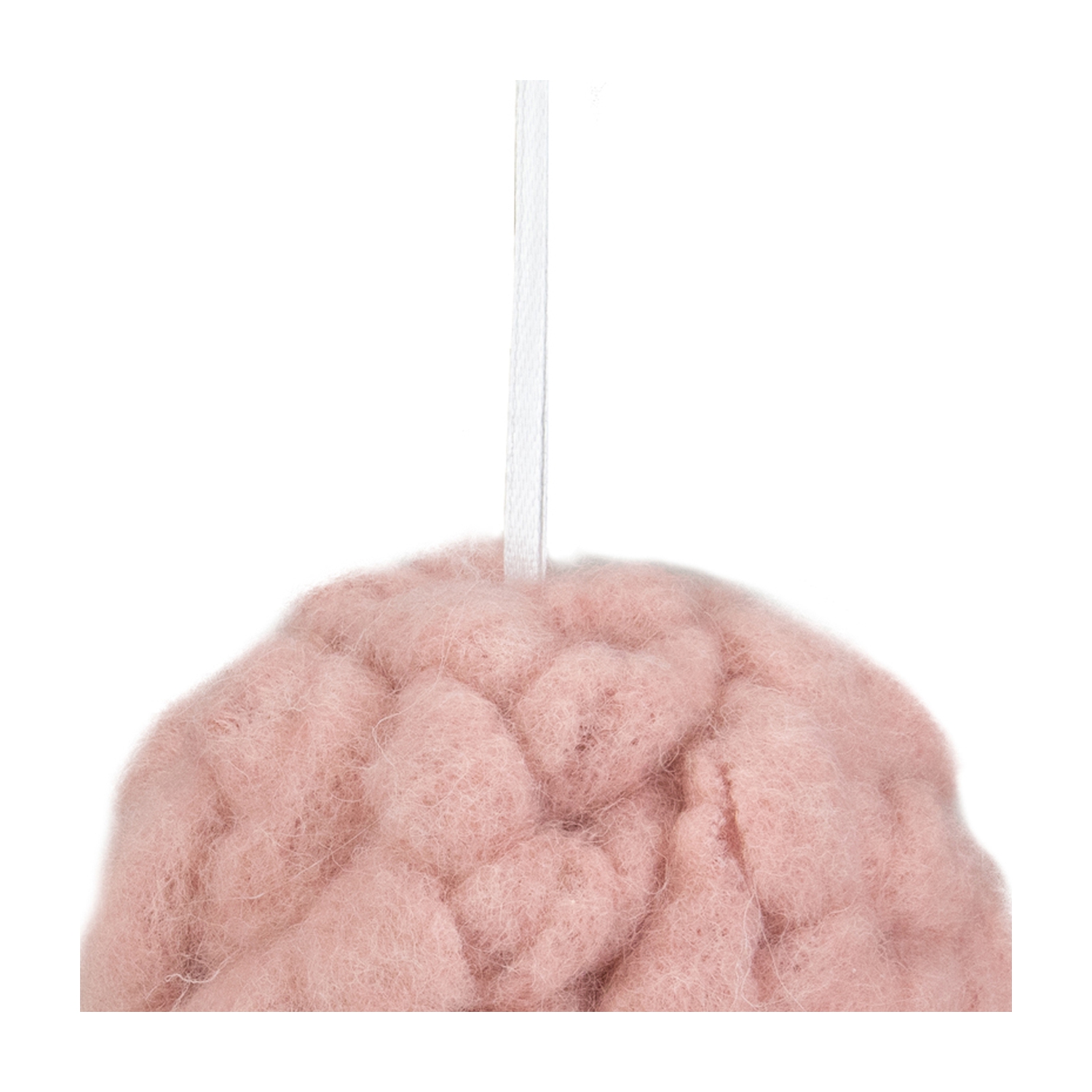 3.75" Pink Woven Yarn Ball Hanging Christmas Ornament