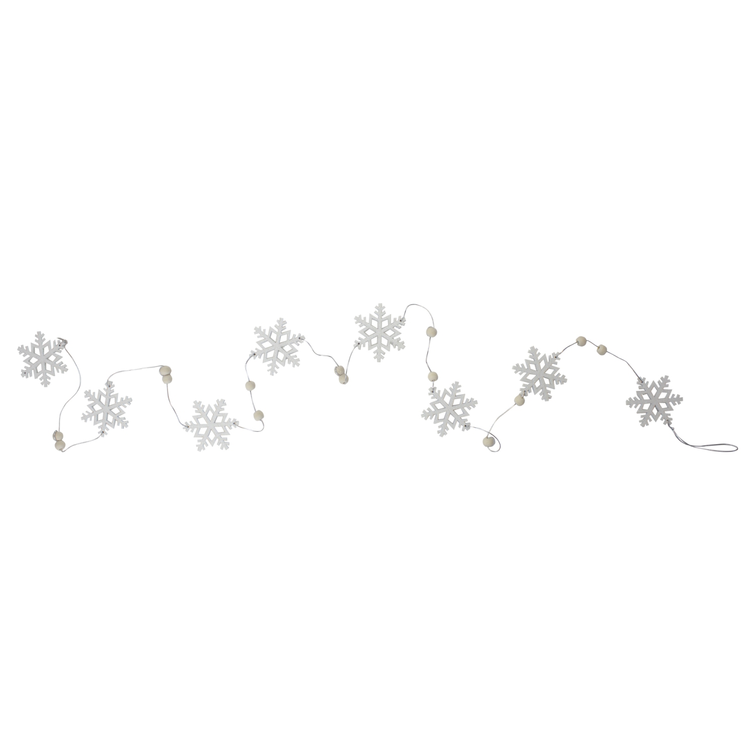 24" White Glittered Snowflake Christmas Garland