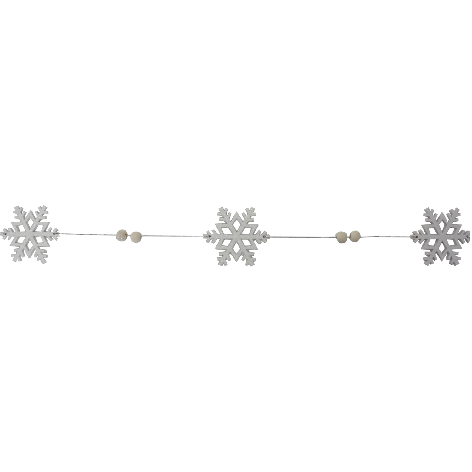 24" White Glittered Snowflake Christmas Garland