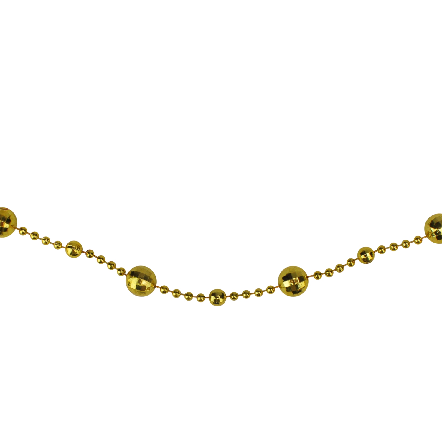 15' x 0.5" Shiny Gold Mirrored Disco Ball Beaded Artificial Christmas Garland