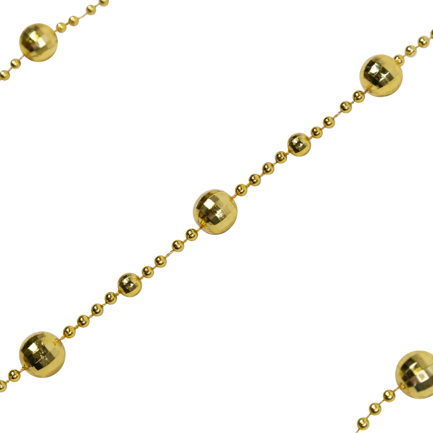 15' x 0.5" Shiny Gold Mirrored Disco Ball Beaded Artificial Christmas Garland