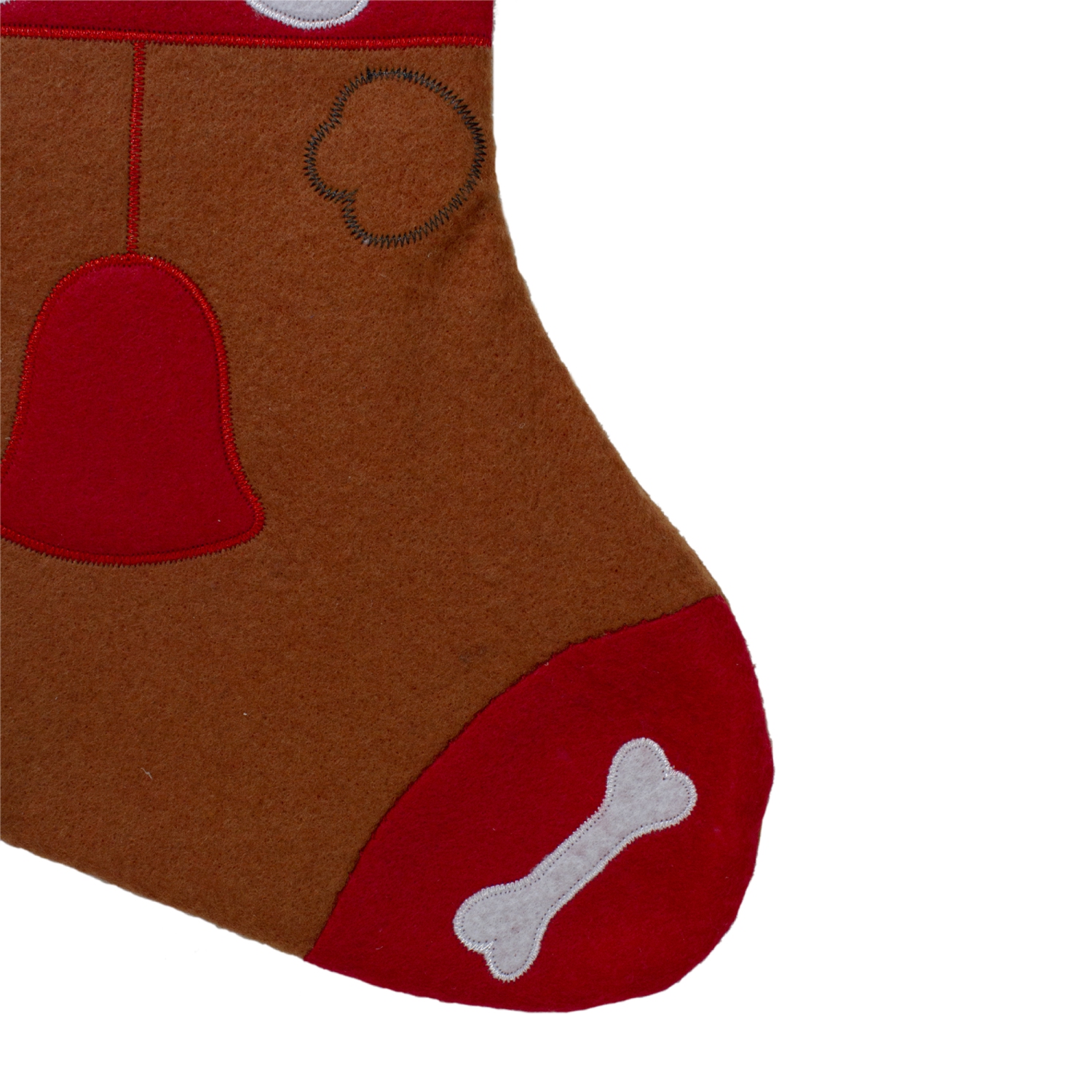17" Red and Brown "DOG" Embroidered Christmas Stocking with Cuff