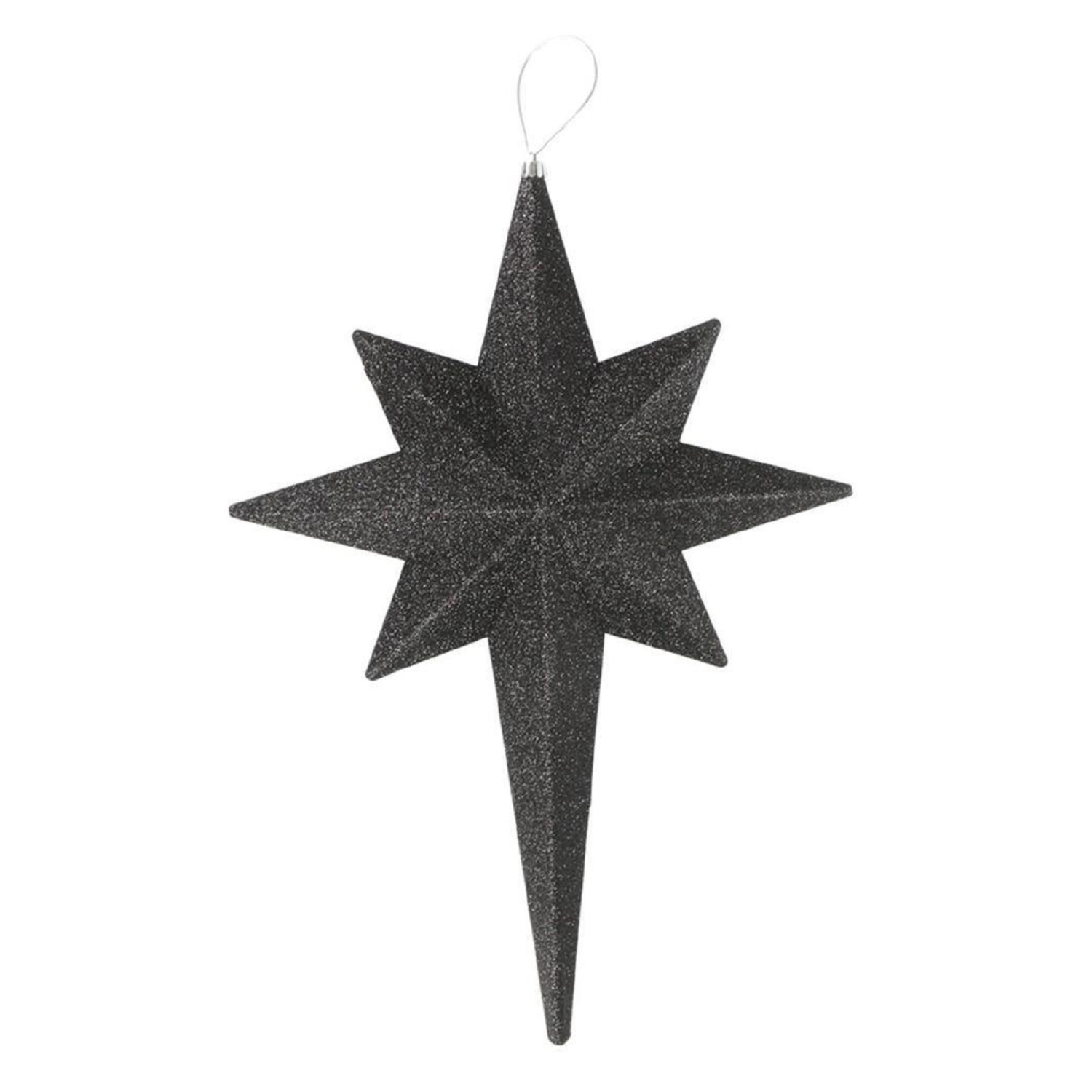 20" Jet Black Glittered Bethlehem Star Shatterproof Christmas Ornament