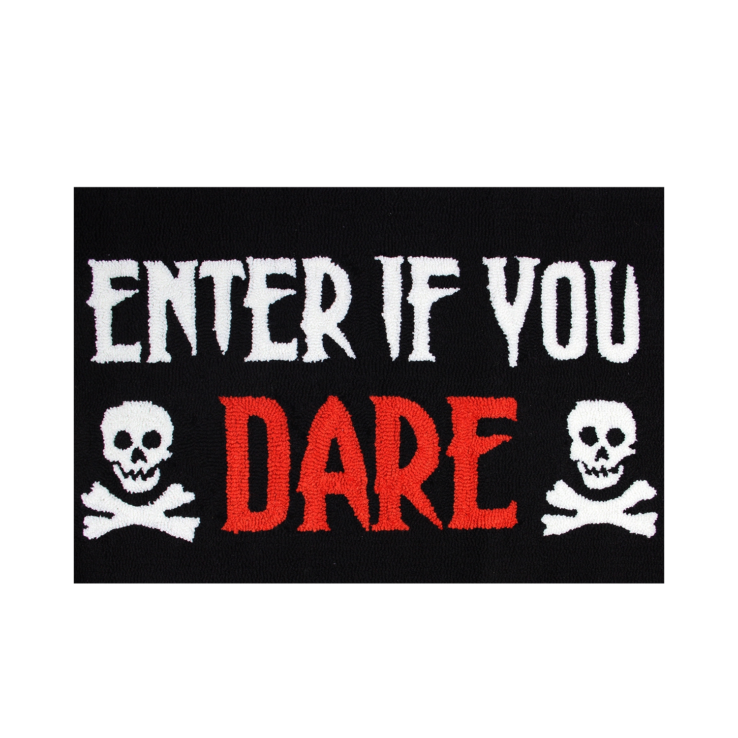 34 X 22 Red, White and Black Enter If You Dare Decorative Halloween Throw Rug