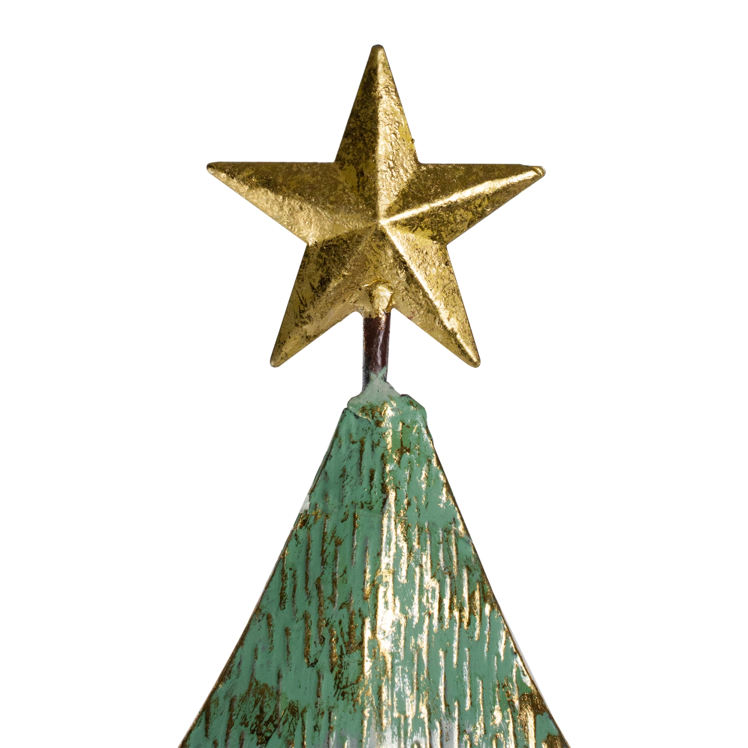 31" Rustic Green and Gold Layered Christmas Tree With a Star Tabletop Decor