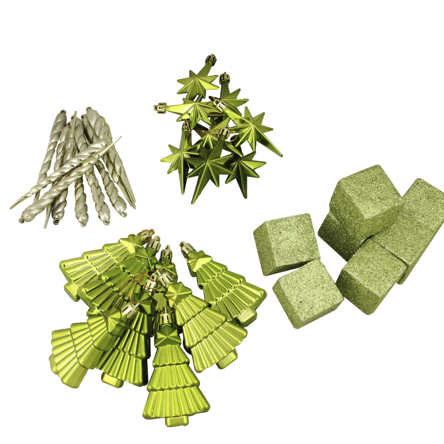 125ct Green Shatterproof 3-Finish Tropical Christmas Ornaments 5.5"