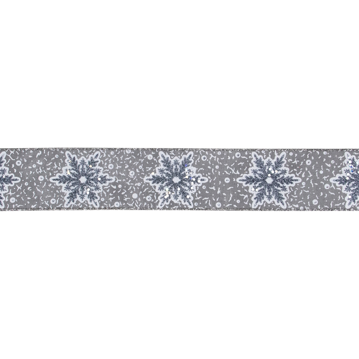 Gray Snowflake Christmas Wired Craft Ribbon 2.5" x 10 Yards