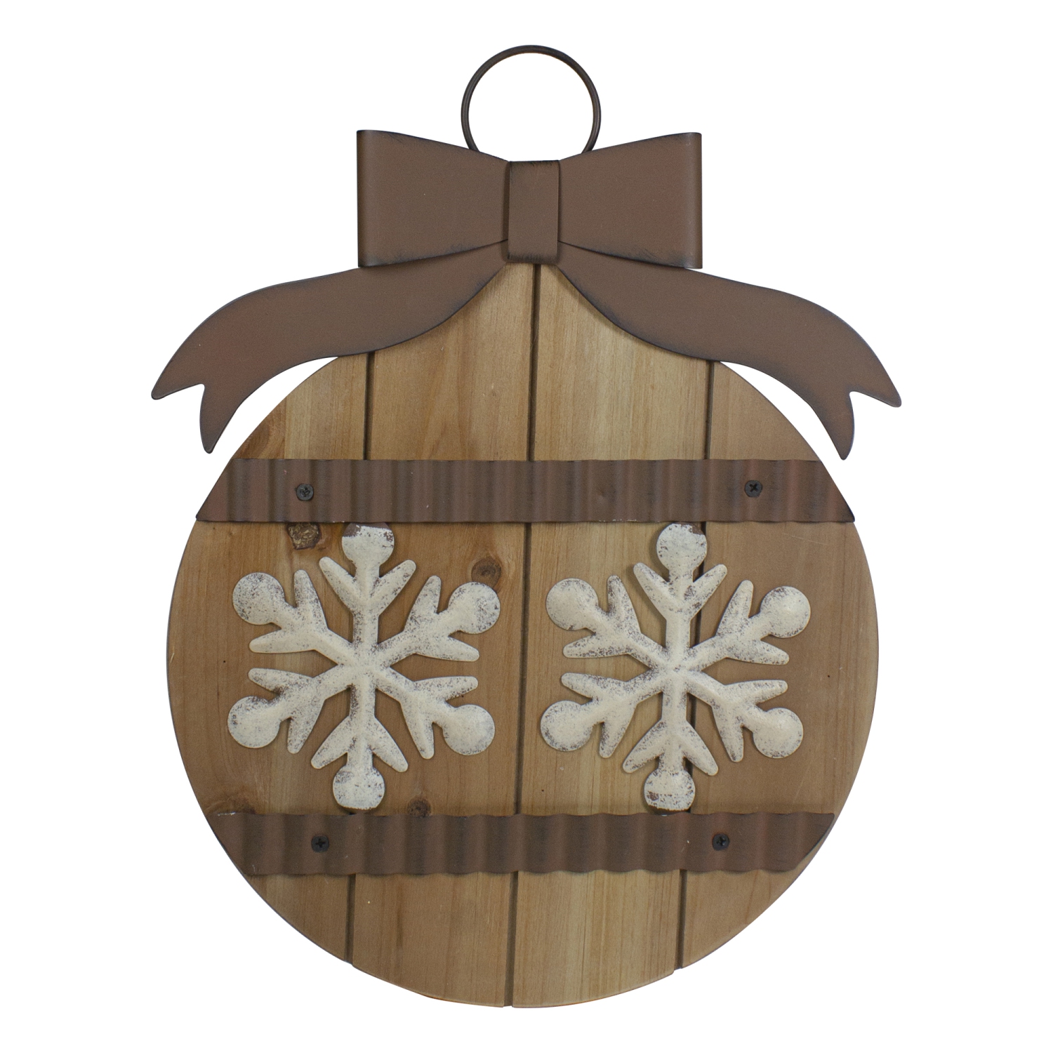 16" Rustic Brown Snowflakes Christmas Ornament Wall Sign