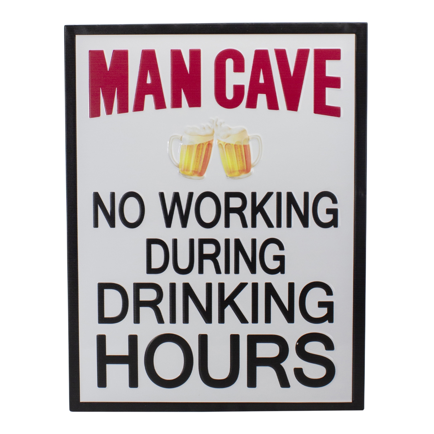 18.5" White and Black Framed "Man Cave" Metal Sign Wall Decor