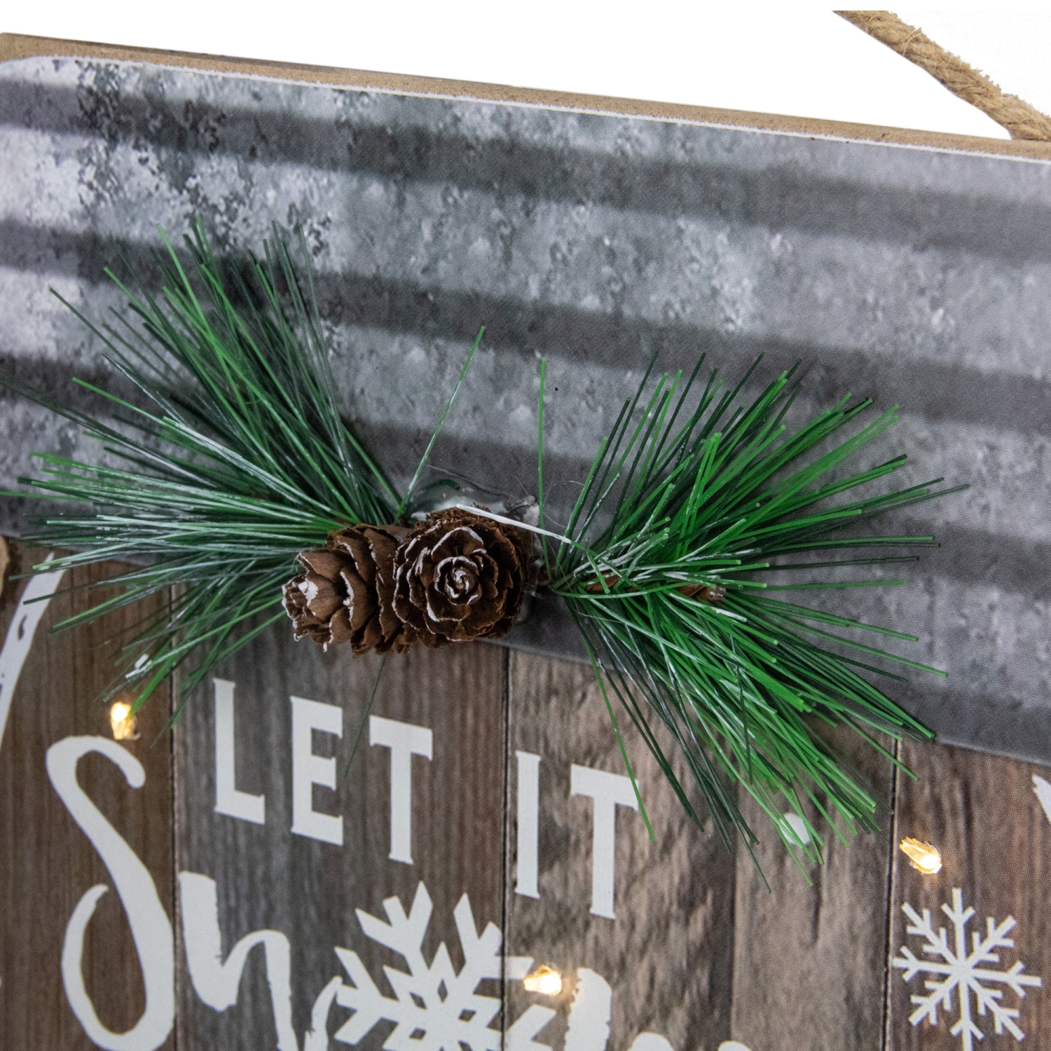 13.5" Battery Operated Mason Jar with Snowman "Let It Snow" Christmas Wall Sign