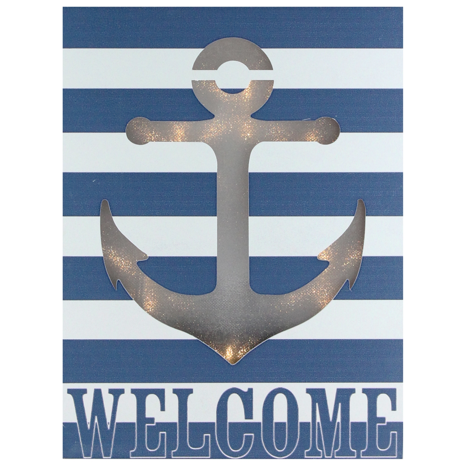LED Lighted Blue and White Striped “Welcome" Anchor Cut Out Wall Art 9.75"